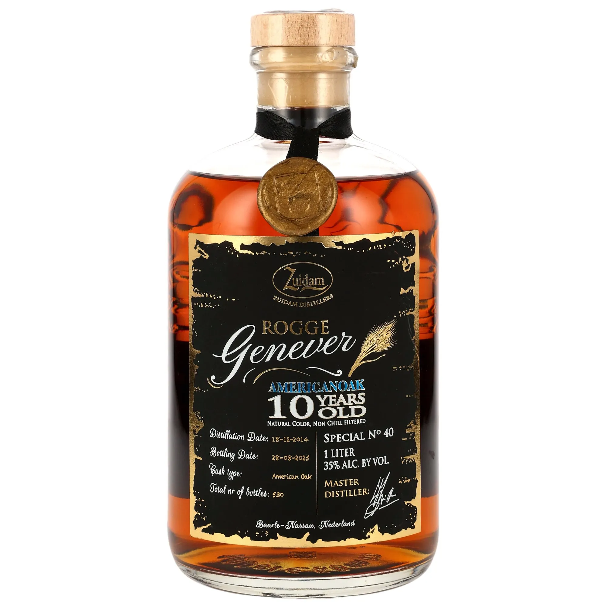 Zuidam Rogge Genever 2014/2025 - 10 Jahre - American Oak Cask Special No 40 - LITER