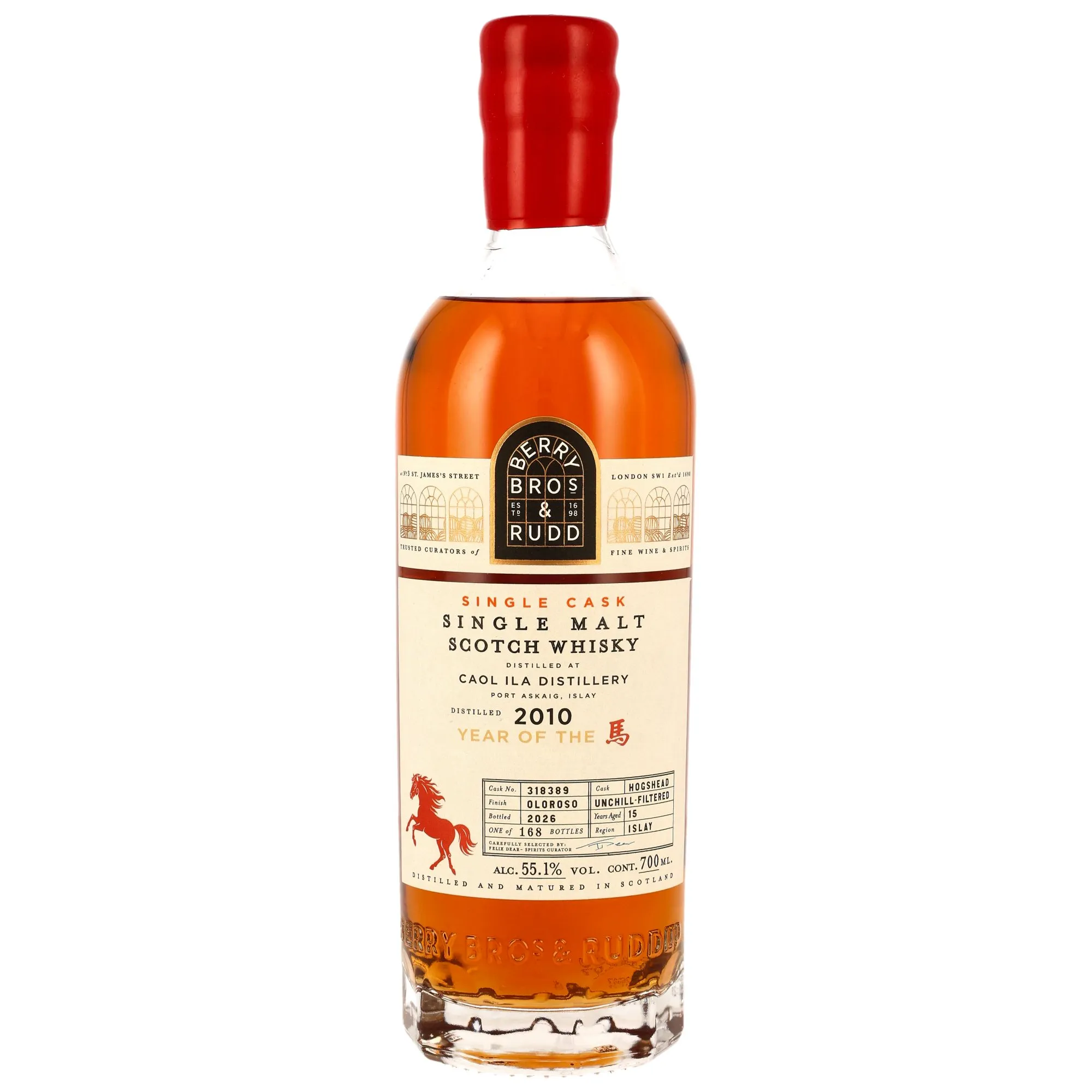 Caol Ila Year of the Horse 15 Year Old, Oloroso Sherry Cask, Cask #318389, 2010, Berry Bros. & Rudd, 55.1%