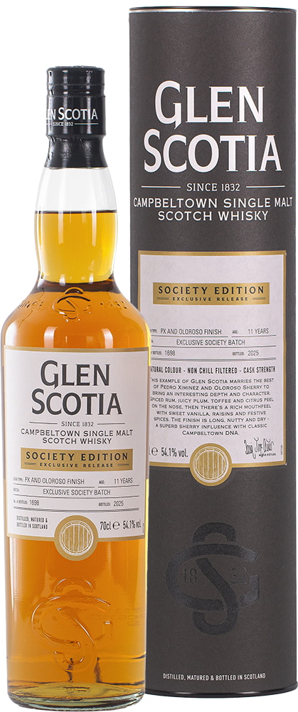 Glen Scotia Society Edition 11 Year Old, Bourbon, Pedro Ximénez Sherry & Oloroso Sherry Cask, EXCLUSIVE SOCIETY BATCH, 2025, 54.1%