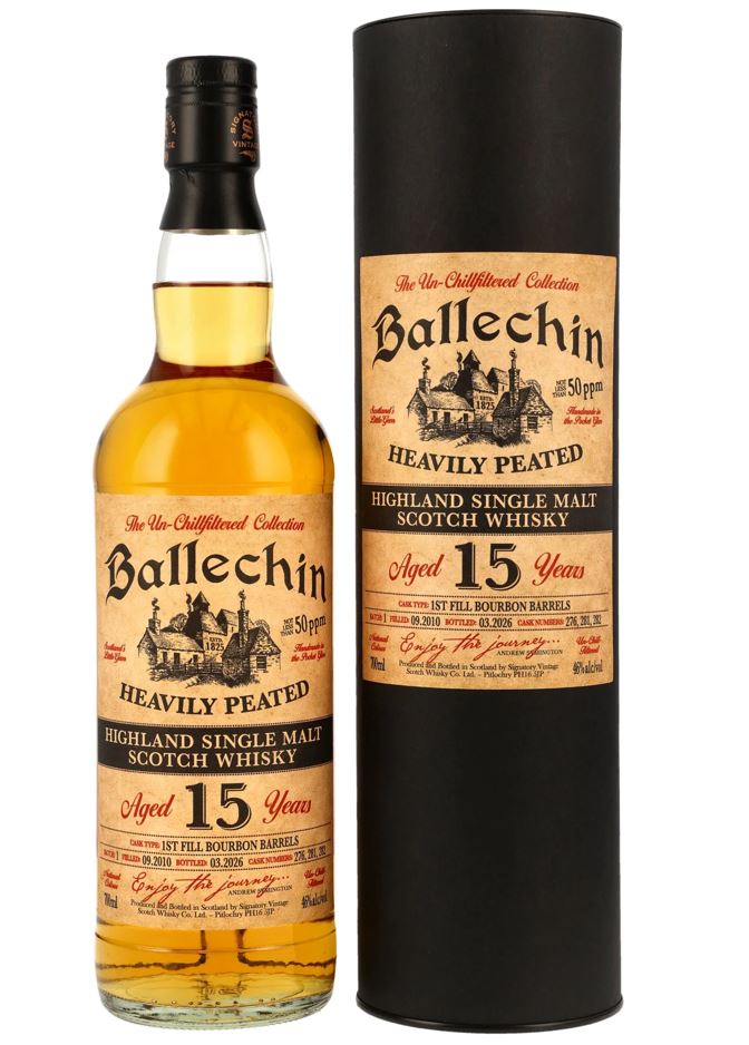 Ballechin 15 Jahre Heavily Peated - 1st-fill Bourbon Barrels Un-chillfiltered Collection Signatory