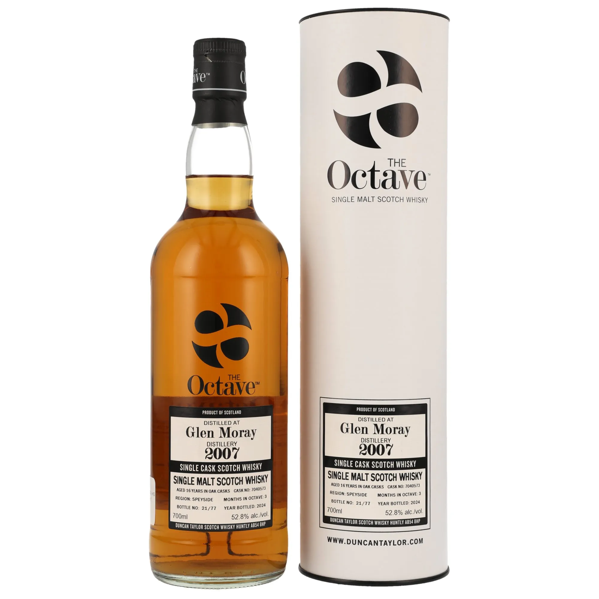 Glen Moray The Octave 16 Year Old, Octave Cask, Cask #7040573, 2007, Duncan Taylor, 52.8%