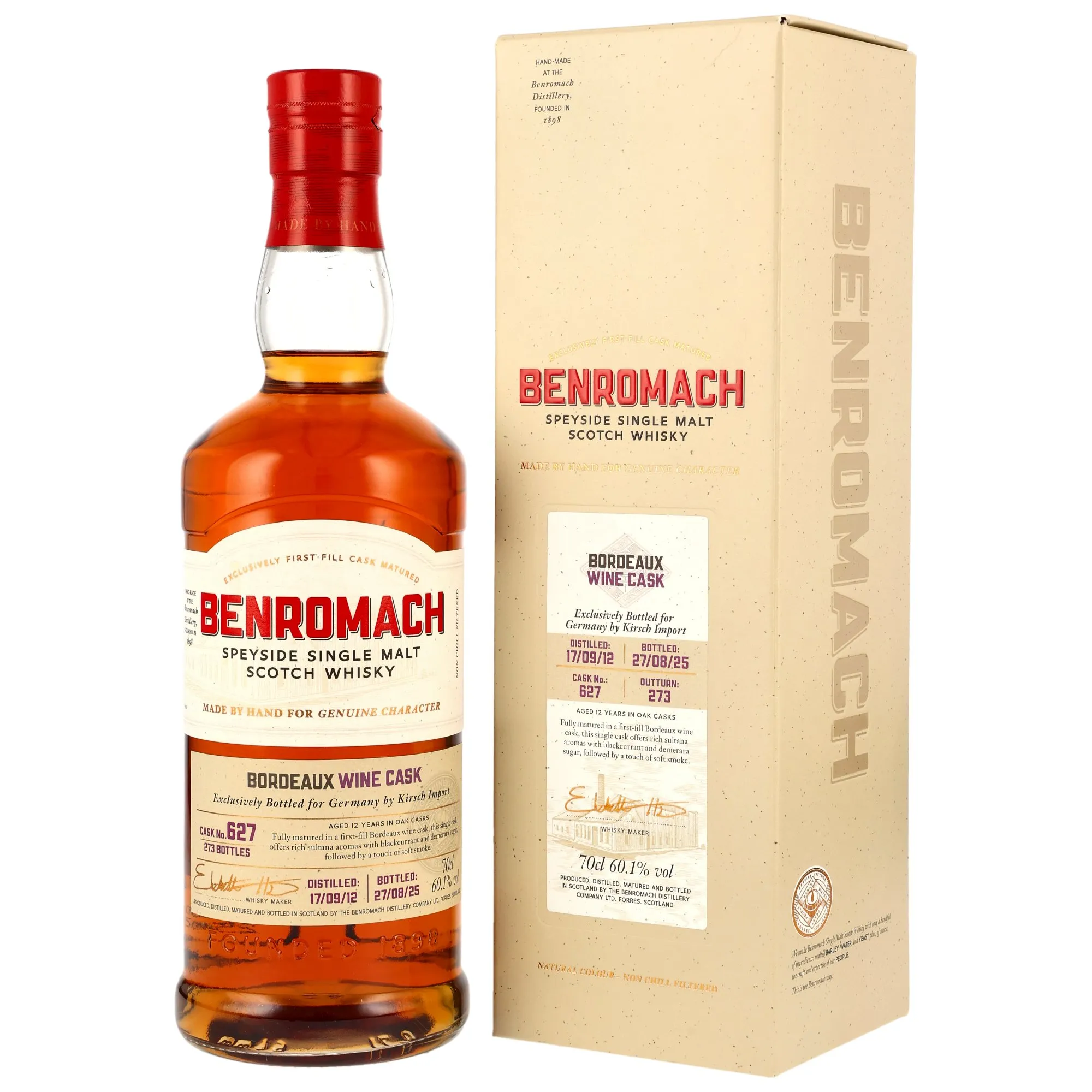 Benromach 12 Year Old, Bordeaux Wine Cask, Cask #627, 2025, 60.1%