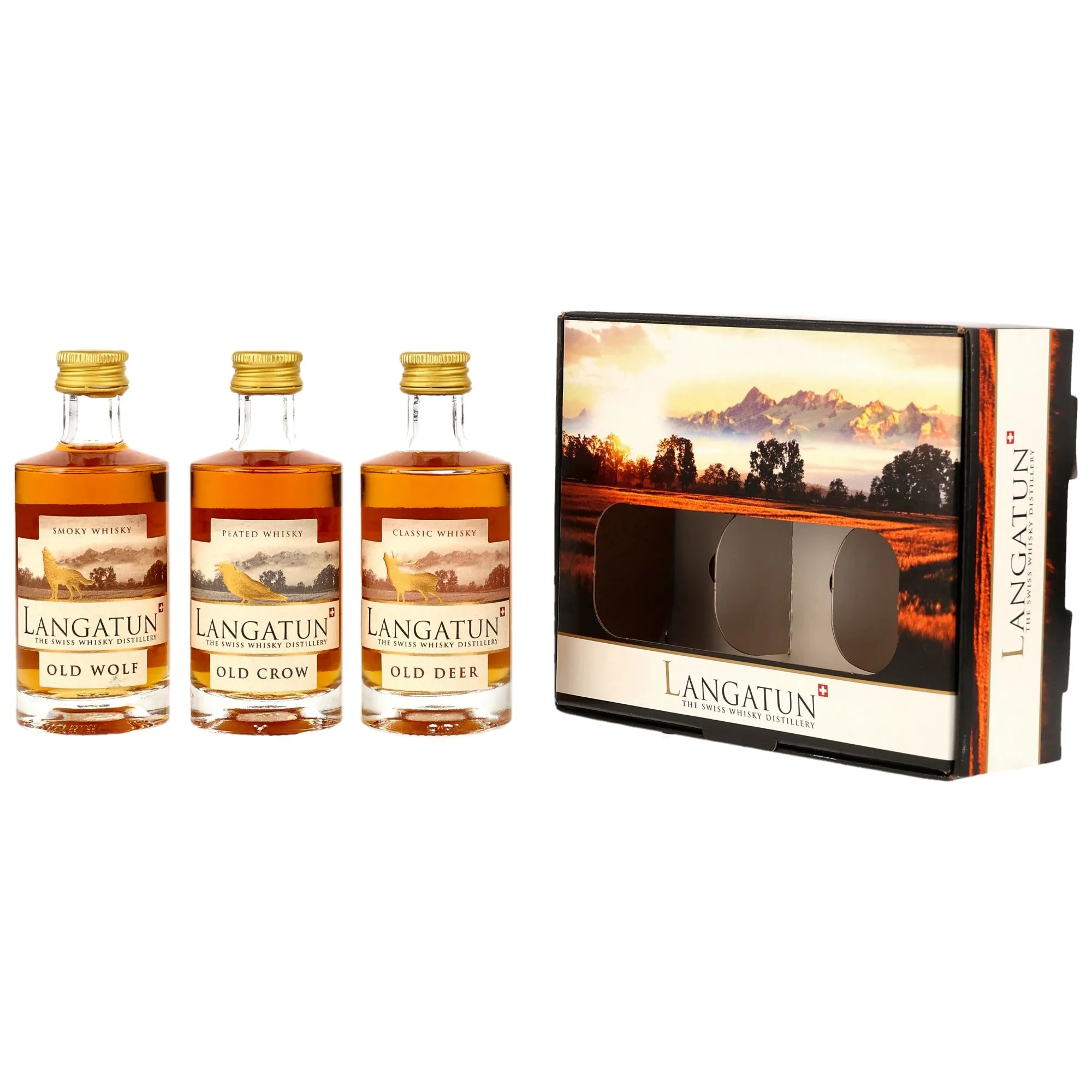 Langatun Collection Old Crow, Old Deer & Old Wolf, Sherry & Chardonnay & Red Wine Cask, 46%