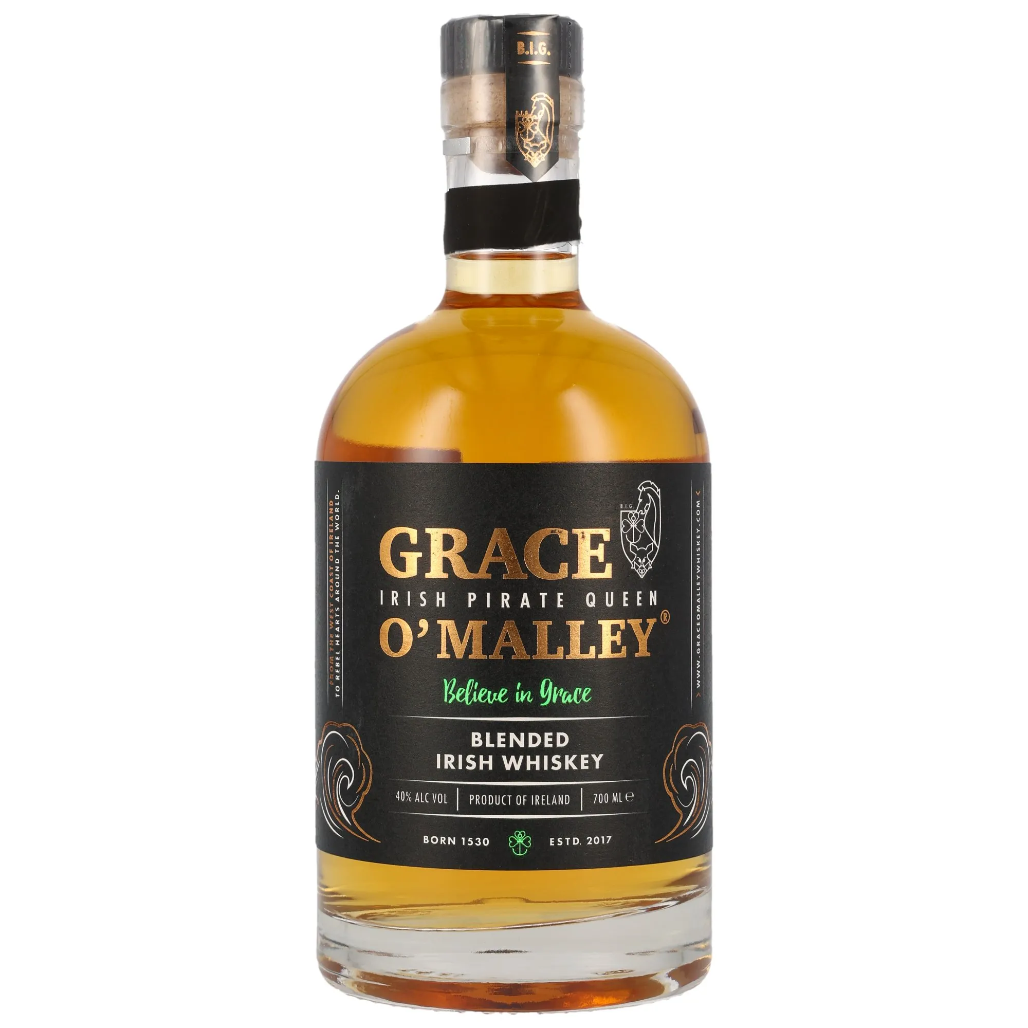 Grace O'Malley Blended Whiskey, Bourbon, Rum & French Oak Cask, 40%