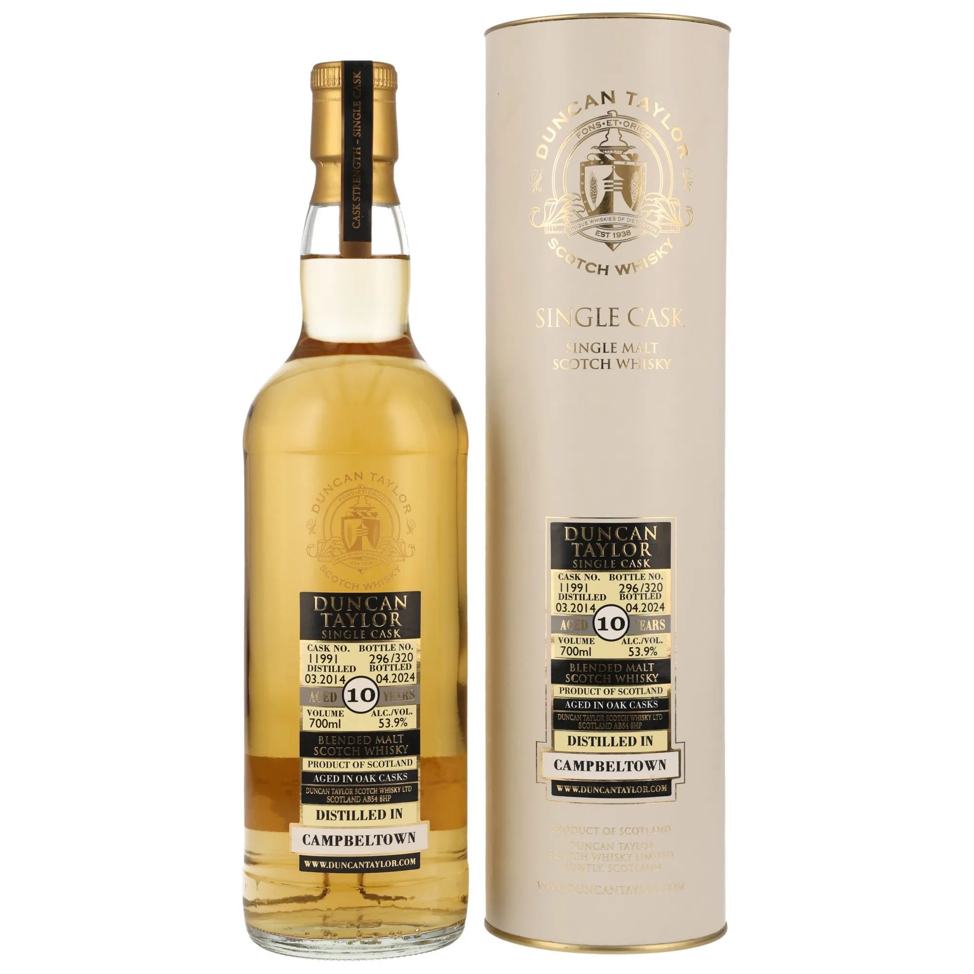 Duncan Taylor Campbeltown Blended Malt 10 Year Old, Oak Cask, Cask #11991, 2014, Duncan Taylor, 53.9%