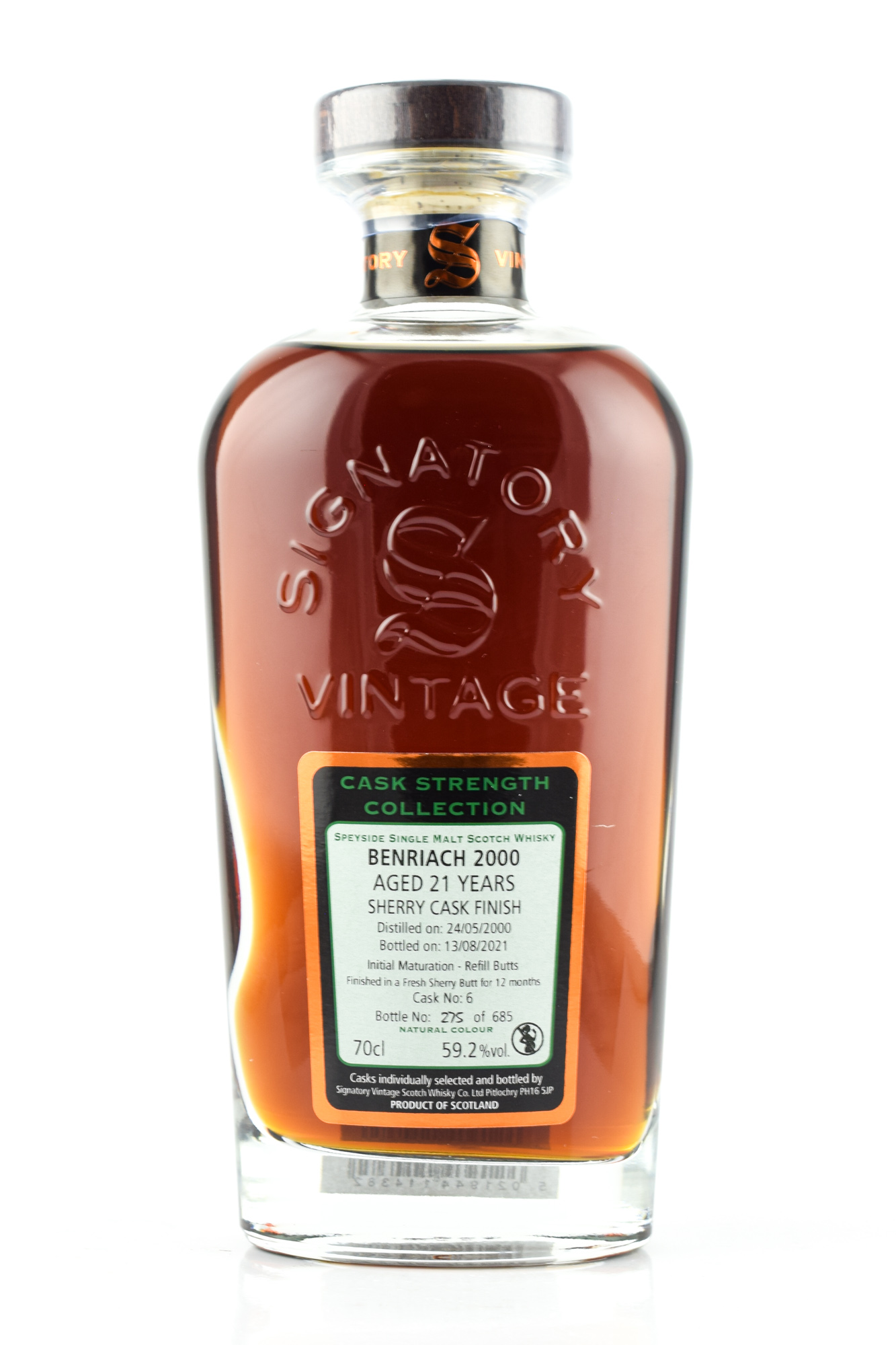 Benriach 21 Jahre 2000/2021 Fresh Sherry Butt #6 Finish Signatory Cask strength Coll. 59,2%vol. 0,7l