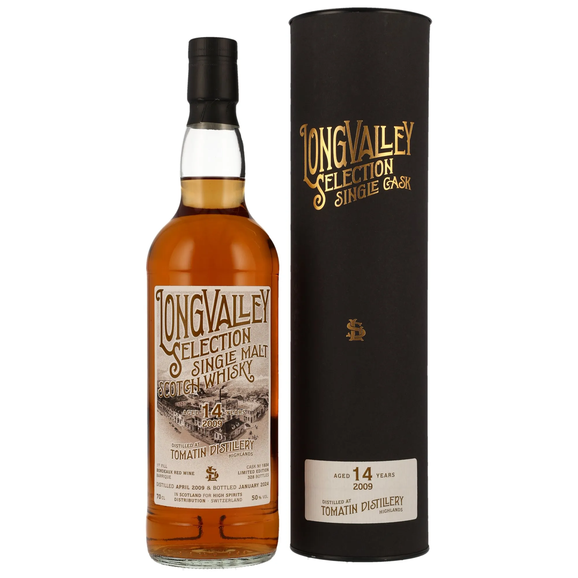 Tomatin Longvalley Selection 14 Year Old, Bordeaux Red Wine Cask, Cask #1834, 2009, Longvalley Selection, 50%