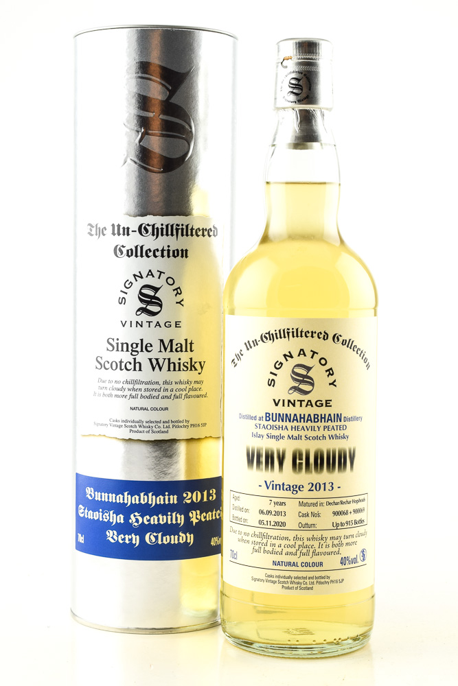 Bunnahabhain Staoisha 7 year old 2013/2020 very Cloudy Signatory 40%vol. 0,7l