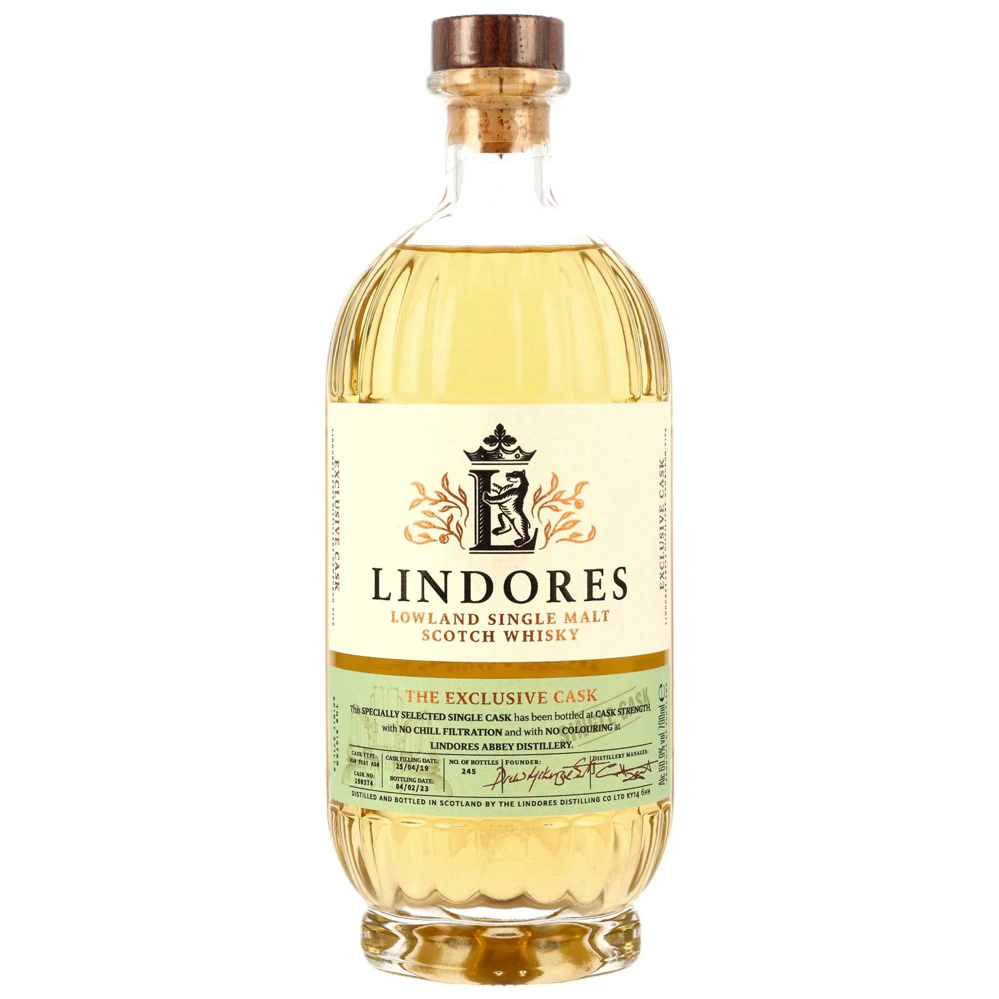 Lindores The Exclusive Cask 3 Year Old, Rum Cask, Cask #198374, 2023, 60.9%