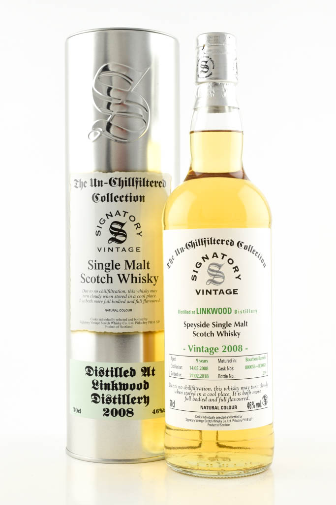 Link Wood 9 Year Old 2008/2018 Bourbon Barrels # 800056 # 800058 & Un-chillfiltered Signatory 46% vol. 0,7l