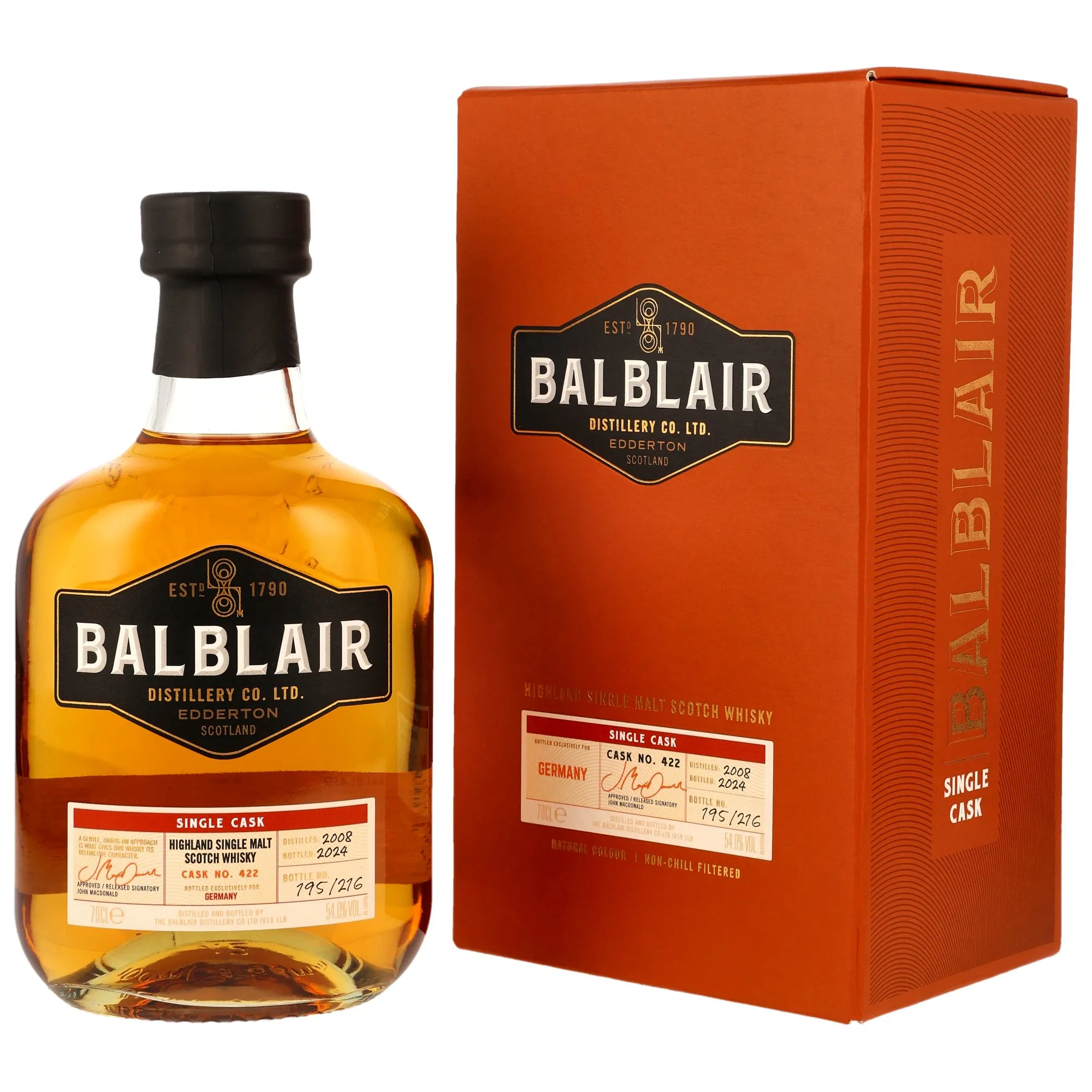 Balblair Single Cask #422 Exclusive to Germany 15 Year Old, Cask #422, 2024, 54%