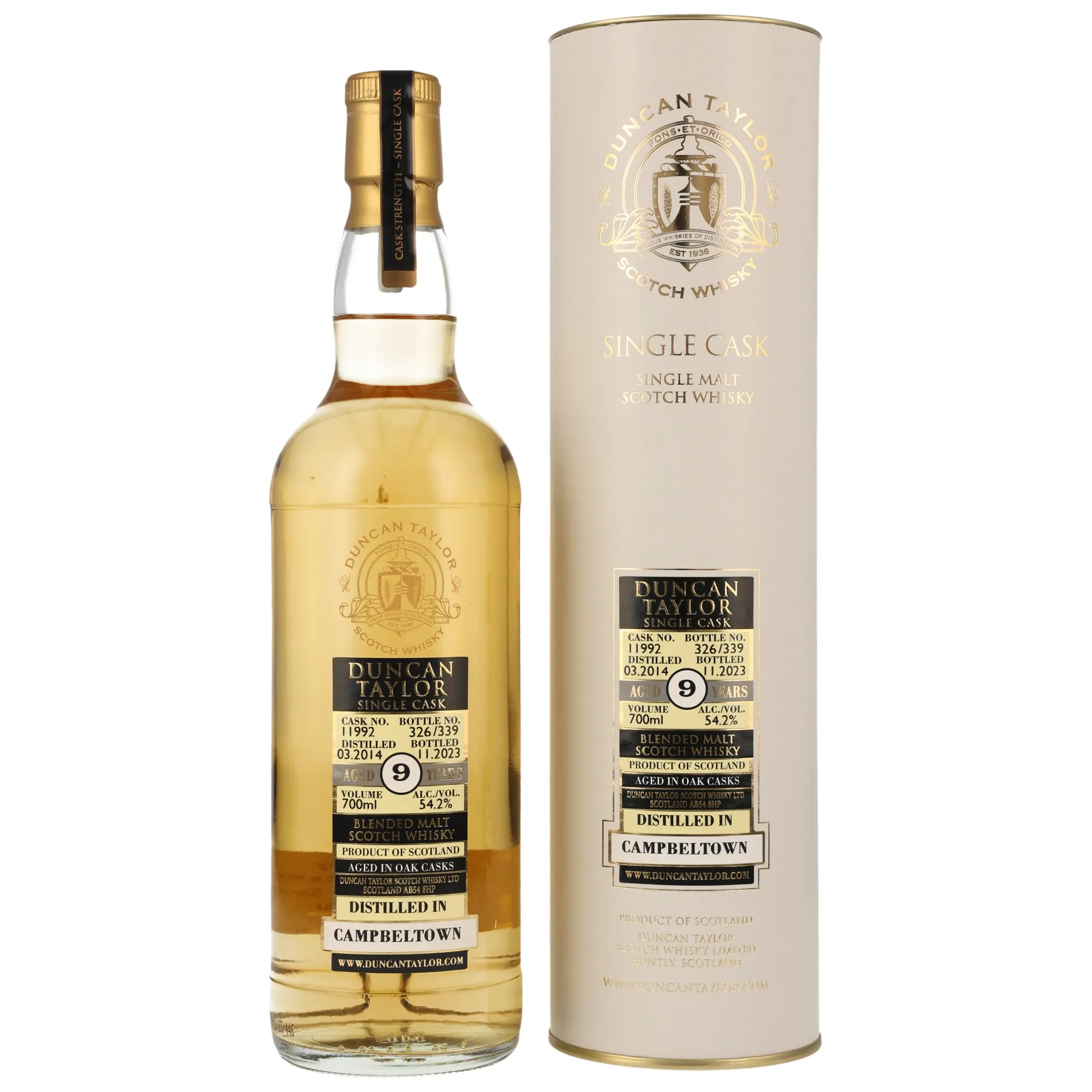 Campbeltown Blended Malt, The Single Cask Collection 9 Year Old, Cask #11992, 2014, Duncan Taylor, 54.2%