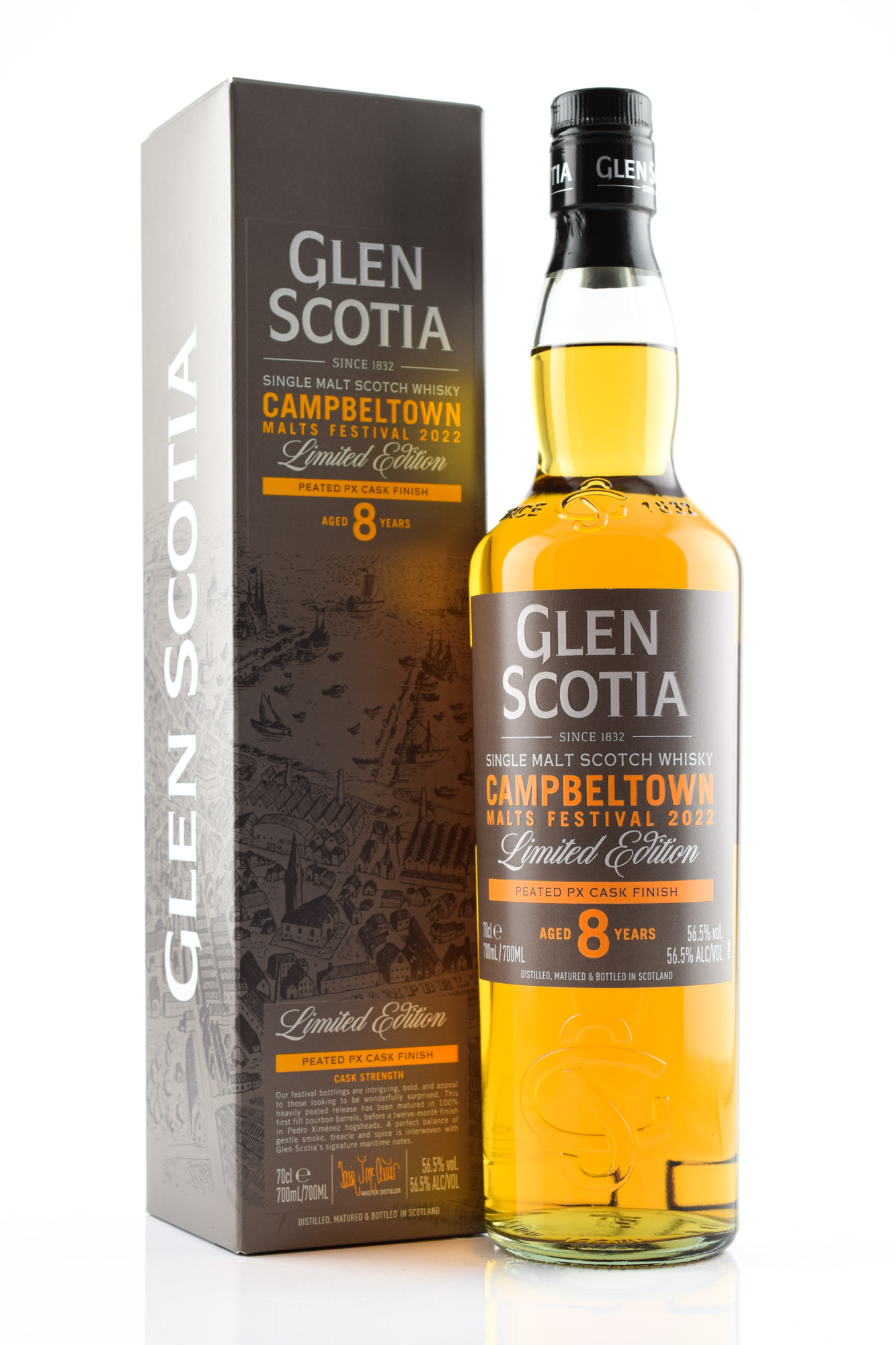 Glen Scotia 8 year old Peated PX Cask Finish Campbeltown Malts Festival 2022 56,5%vol. 0,7l Glen Scotia 8 year old Peated PX Cask Finish Campbeltown Malts Festival 2022 56,5%vol. 0,7l