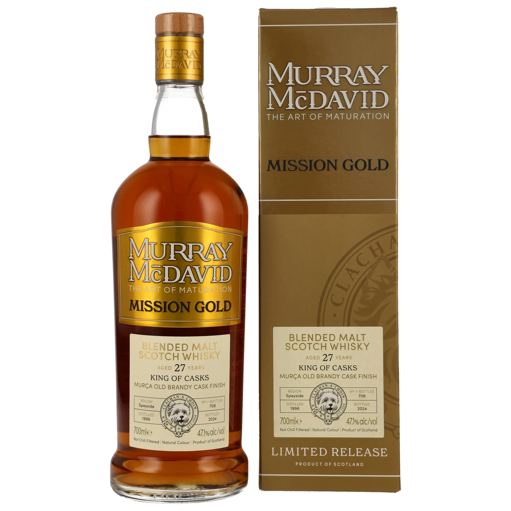 Murray McDavid Mission Gold King of Cask Murça Old Brandy Cask Finish 27 Year Old, Bourbon Hogsheads & Murça Old Brandy Cask, 1996, Murray McDavid, 47.1%