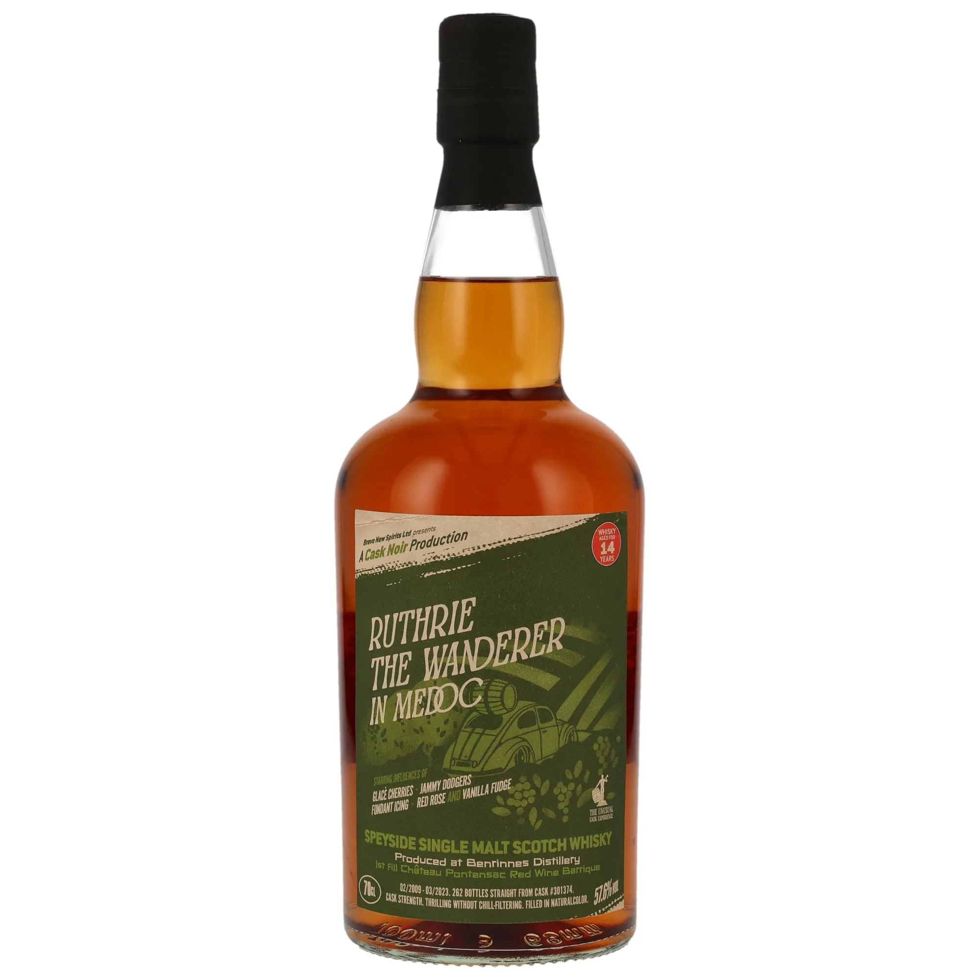 Benrinnes Cask Noir: Ruthrie The Wanderer in Medoc 14 Year Old, Red Wine Cask, Cask #301374, 2009, Brave New Spirits, 57.6%