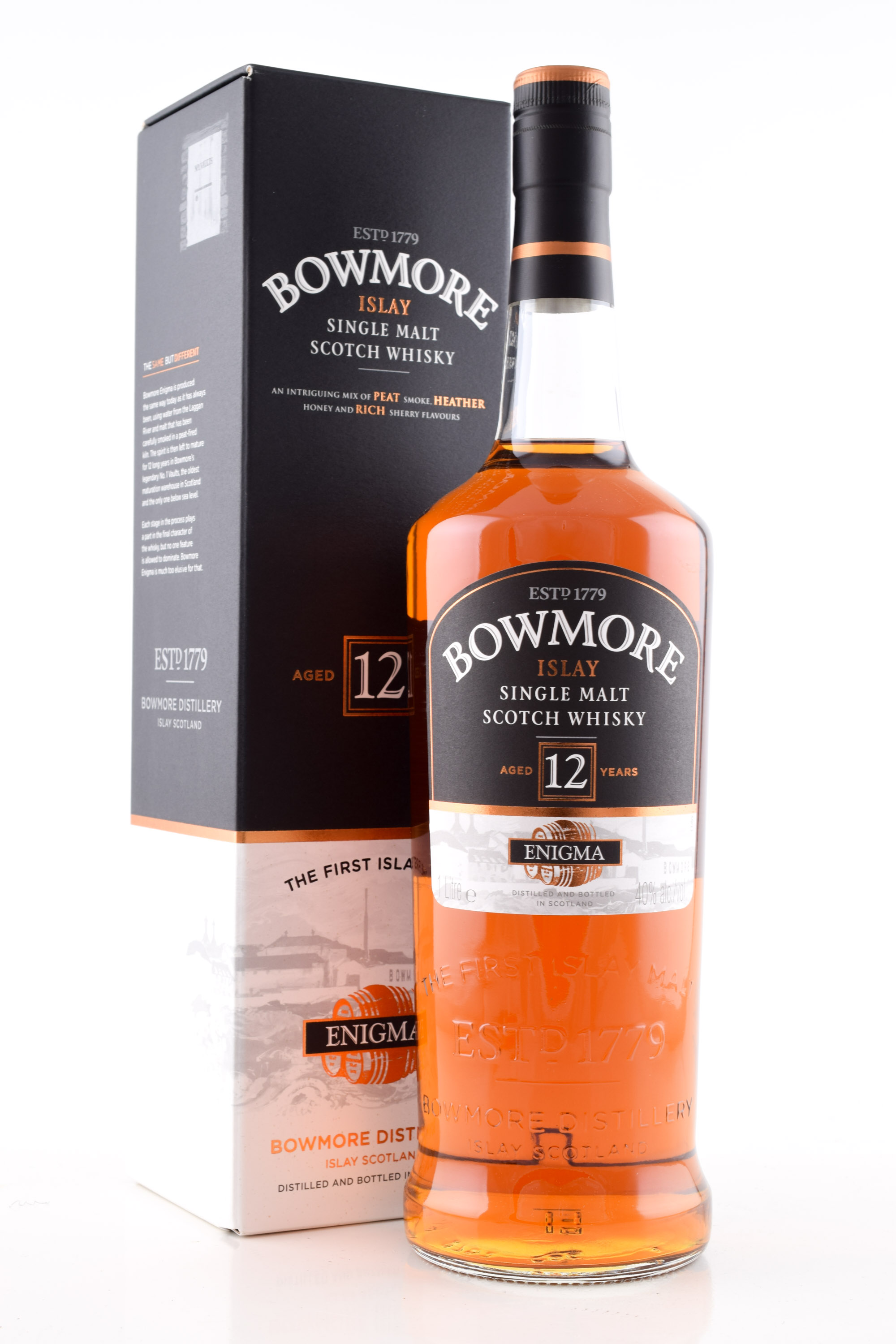*Bowmore 12 Jahre Enigma 40%vol. 1,0l - ohne Geschenkpackung, beschädigtes Etikett