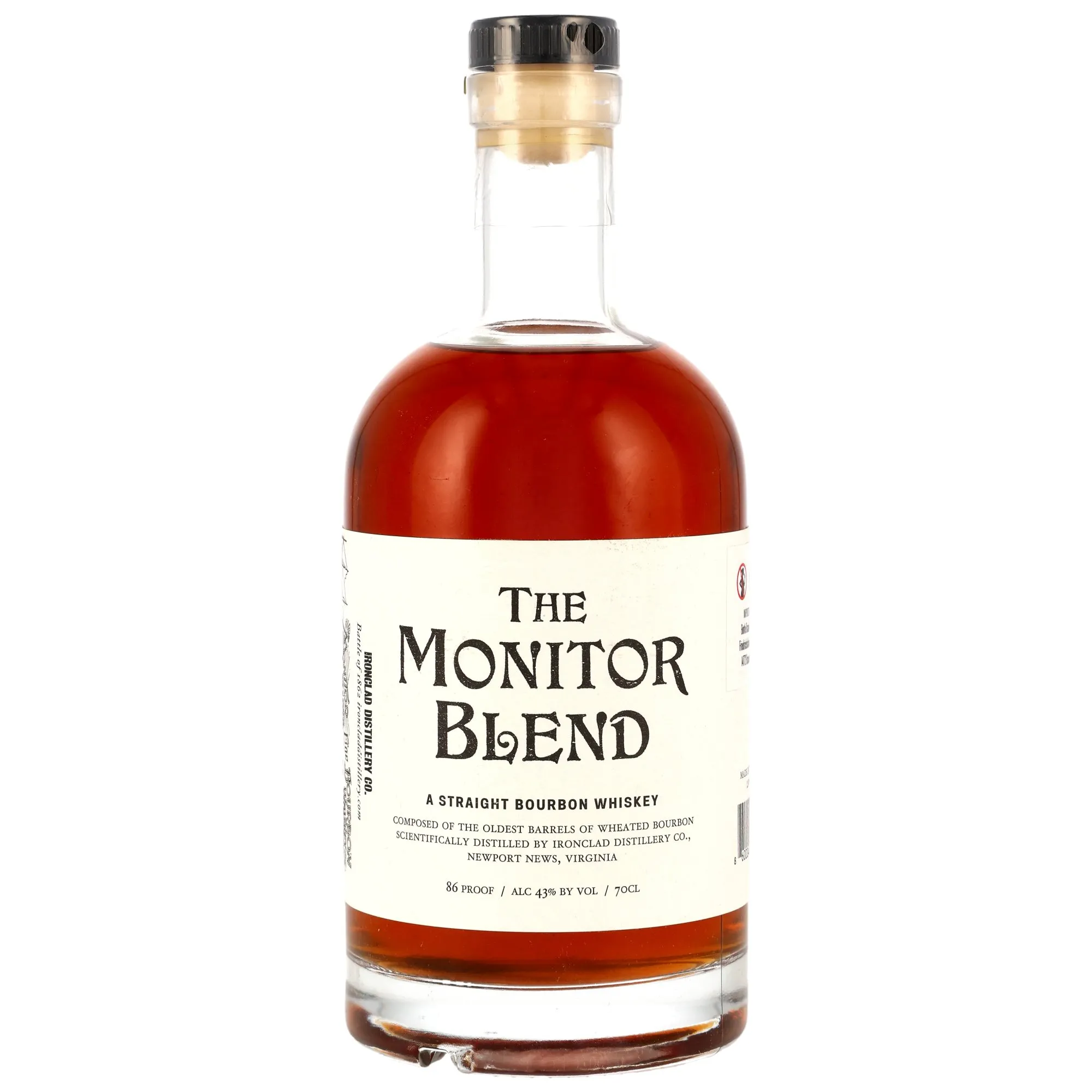Ironclad The Monitor Blend Straight Bourbon Whiskey 2 Year Old, New Charred Oak Cask, 43%