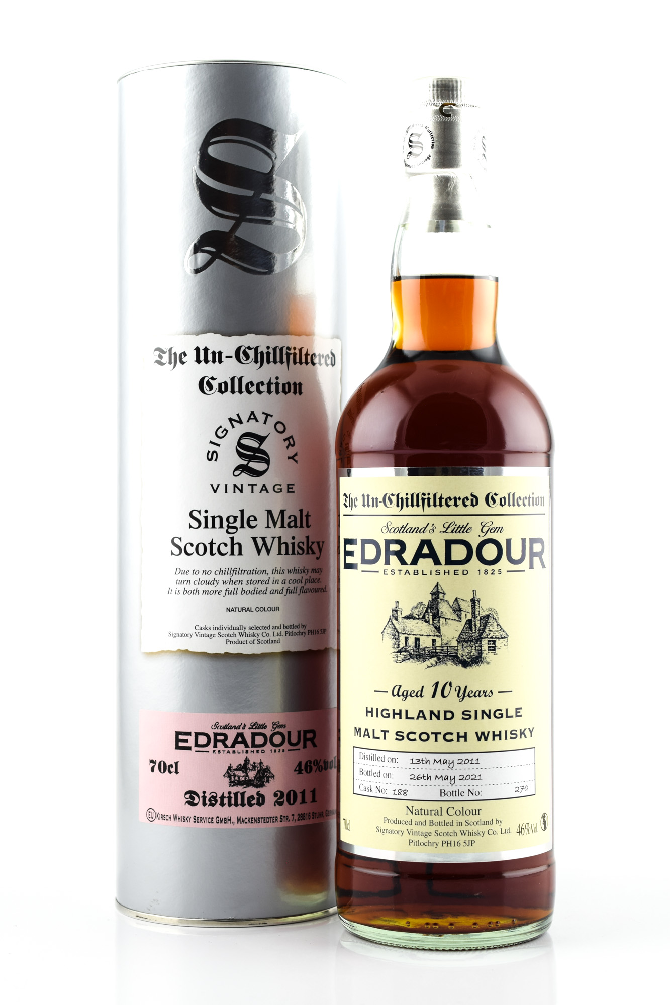 Edradour 10 Jahre 2011/2021 Single Cask #188 Signatory 46%vol. 0,7l Edradour 10 Jahre 2011/2021 Single Cask #188 Signatory 46%vol. 0,7l