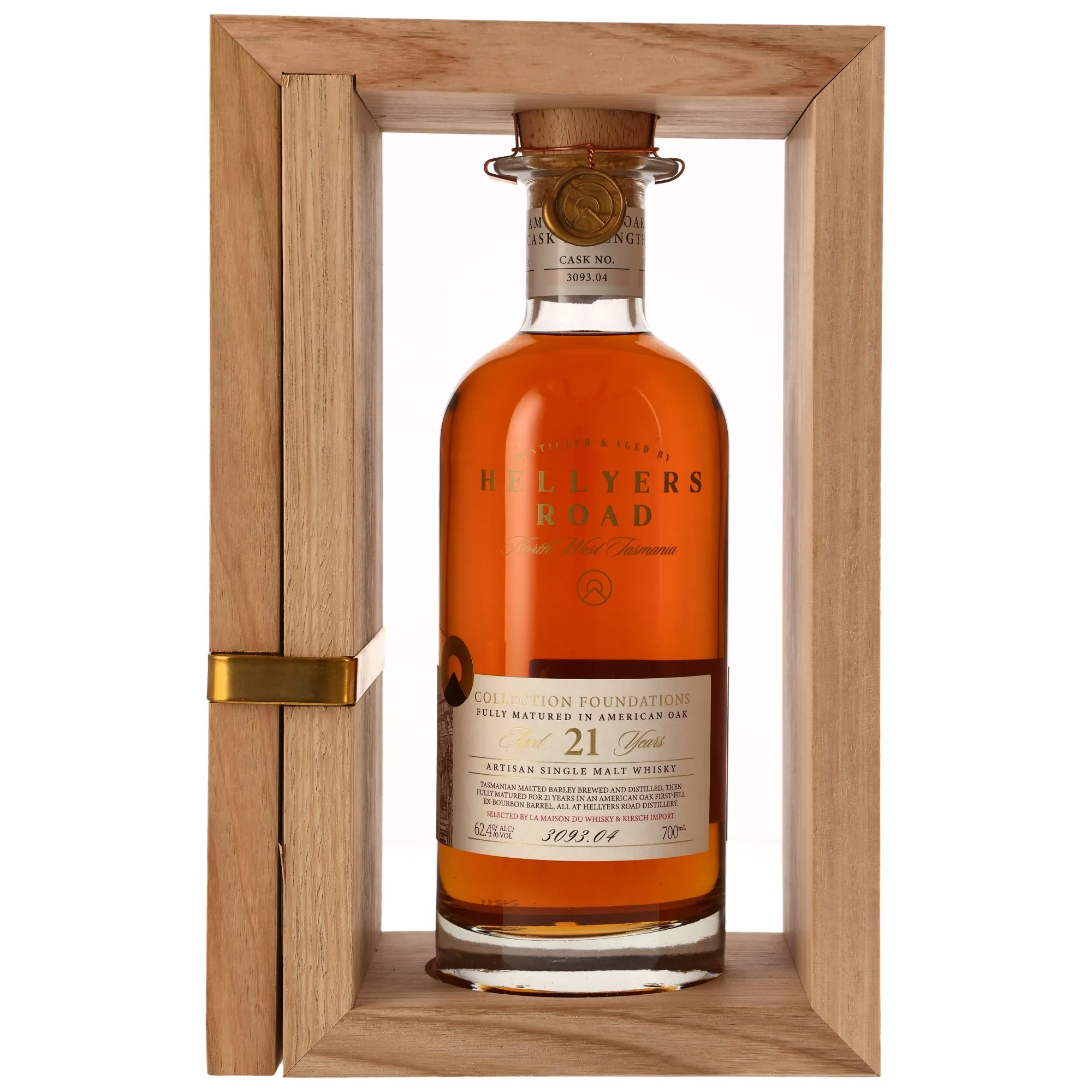 Hellyers Road Foundations 21 Year Old, Bourbon Cask, Cask #3093.04, 2024, 62.4%