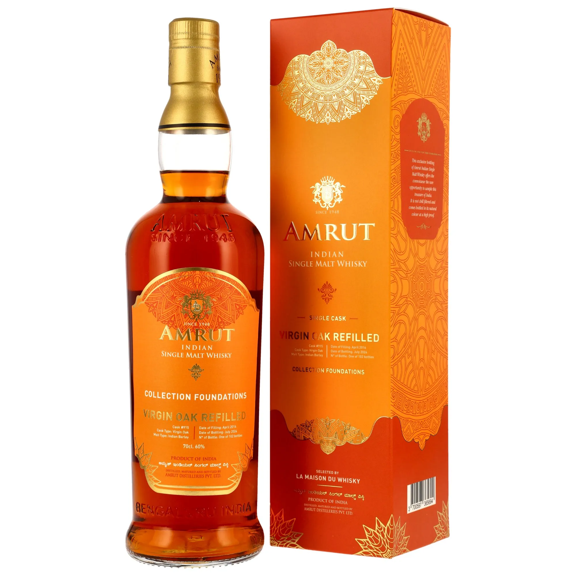 Amrut 2016/2024 - 8 Year Old - Virgin Oak Cask #915 Foundations