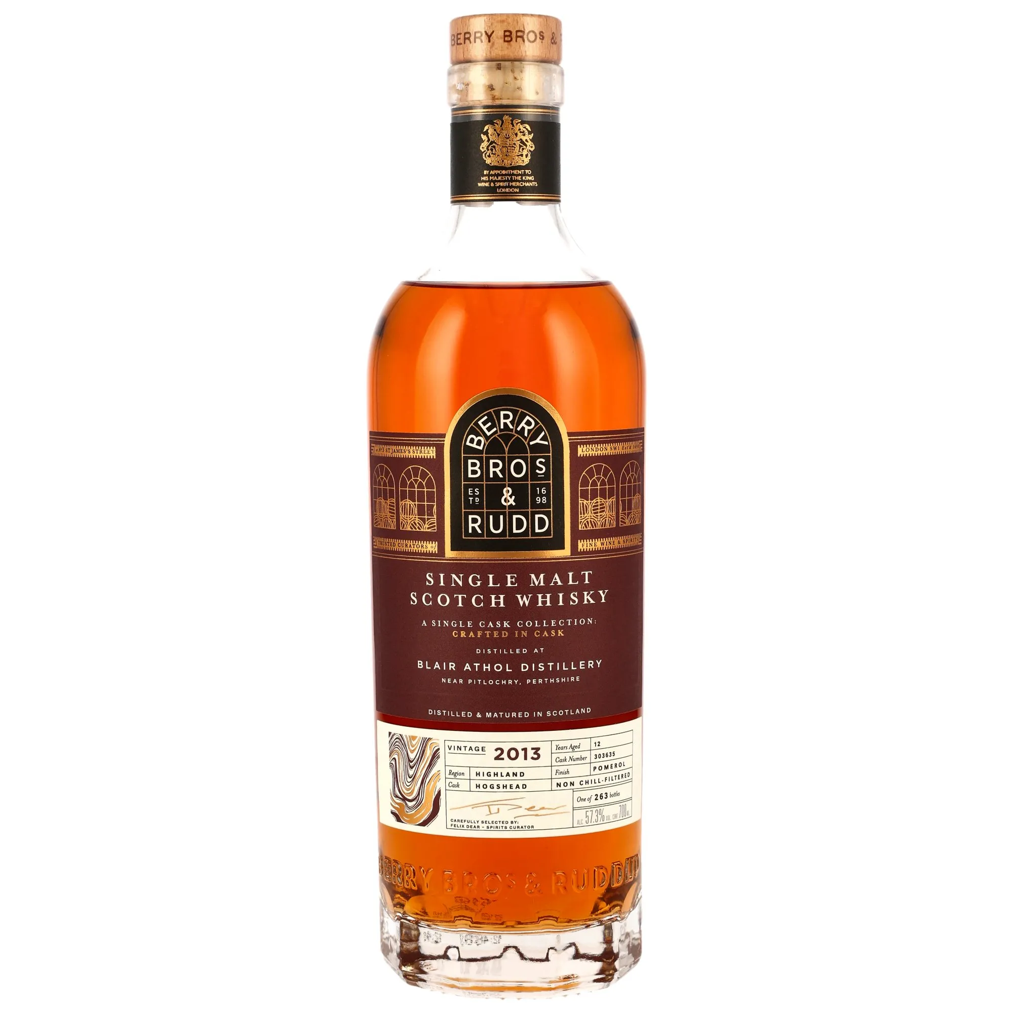 Blair Athol Pomerol Cask Finish 12 Year Old, Hogshead & Pomerol Cask, Cask #303635, 2013, Berry Bros. & Rudd, 57.3%