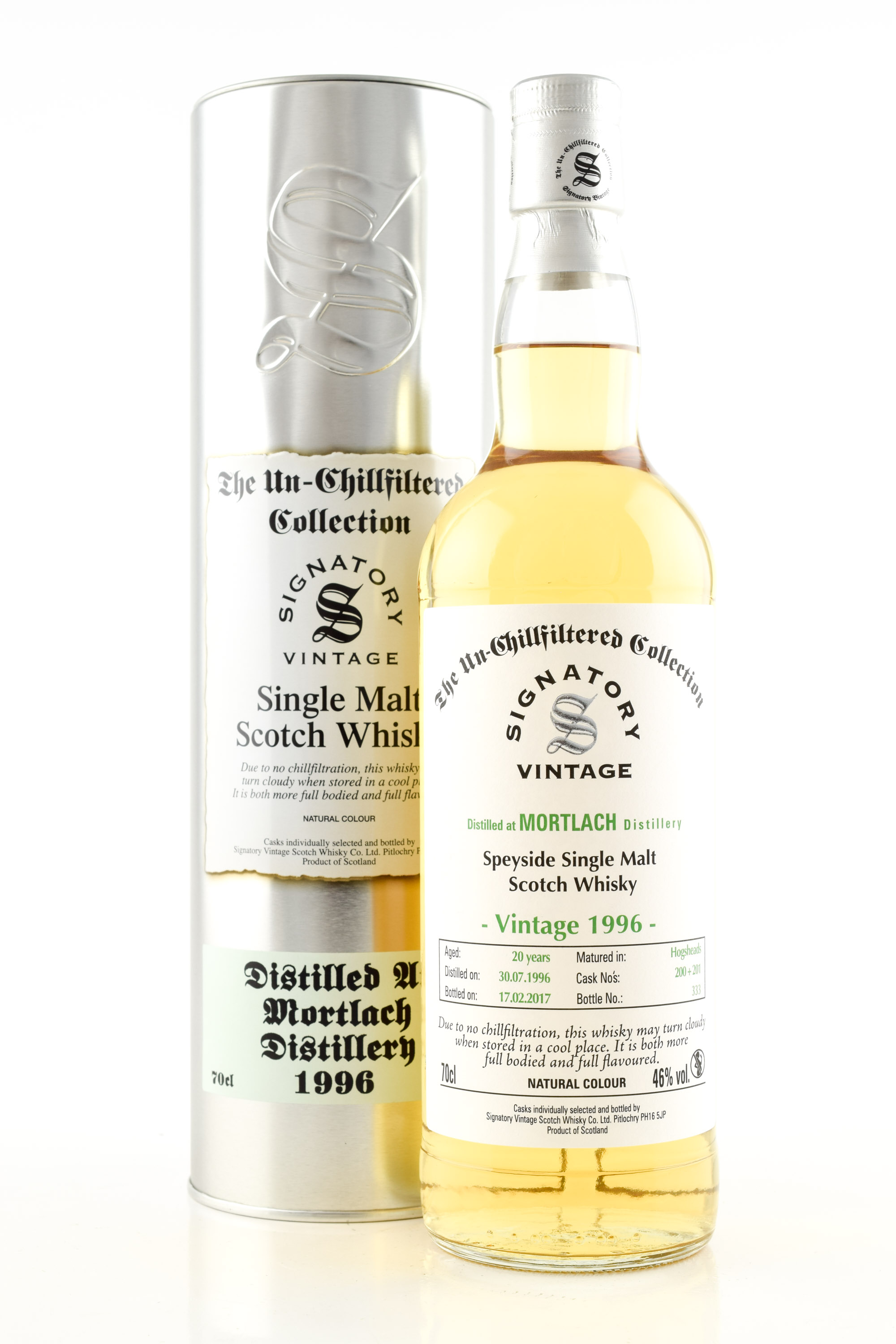 Mortlach 20 Year Old 1996/2017 hogsheads # 200 & # 201 Un-chillfiltered Signatory 46% vol. 0,7l Mortlach 20 Year Old 1996/2017 hogsheads # 200 & # 201 Un-chillfiltered Signatory 46% vol. 0,7l