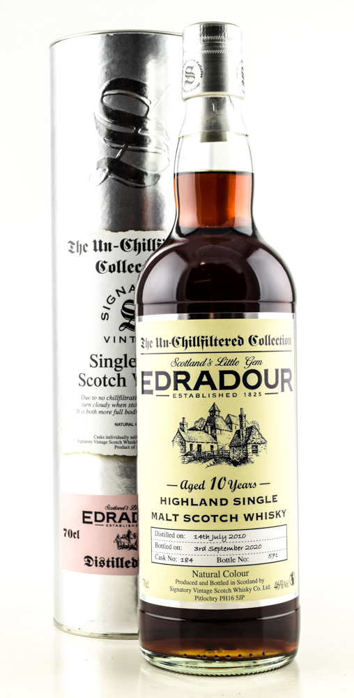Edradour 10 year old 2010/2020 Single Cask #184 Signatory 46%vol. 0,7l Edradour 10 year old 2010/2020 Single Cask #184 Signatory 46%vol. 0,7l