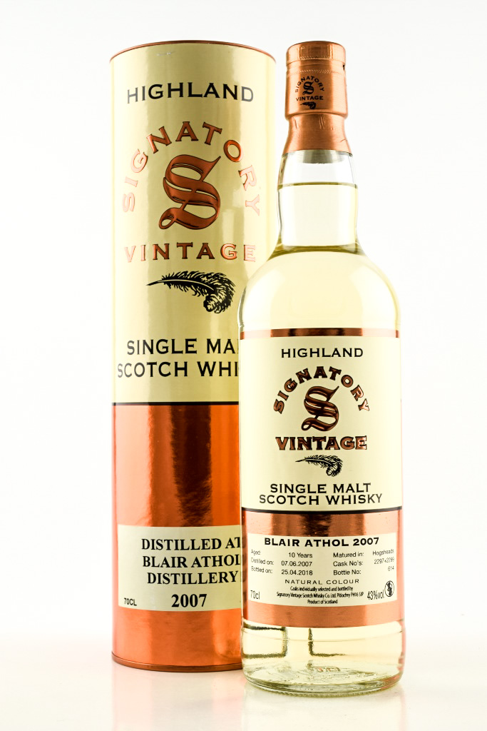 *Blair Athol 10 Jahre 2007/2018 Hogsheads #2297 & #2299 Vintage Signatory 43%vol. 0,7l - ohne Gesche