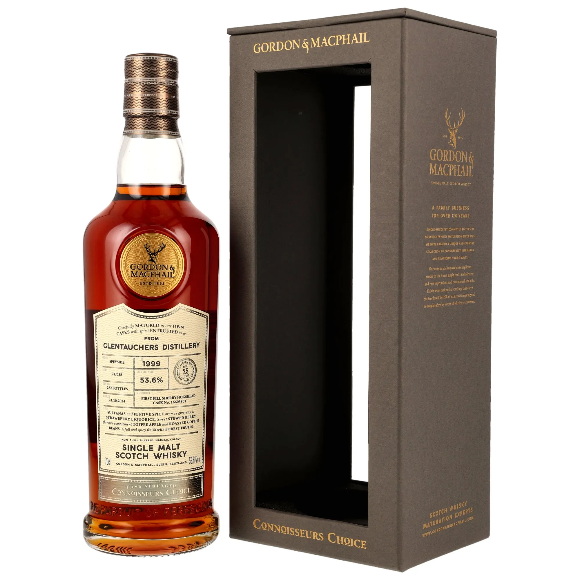 Glentauchers Connoisseurs Choice 25 Year Old, Sherry Cask, Cask #16603801, 1999, Gordon & MacPhail, 53.6%