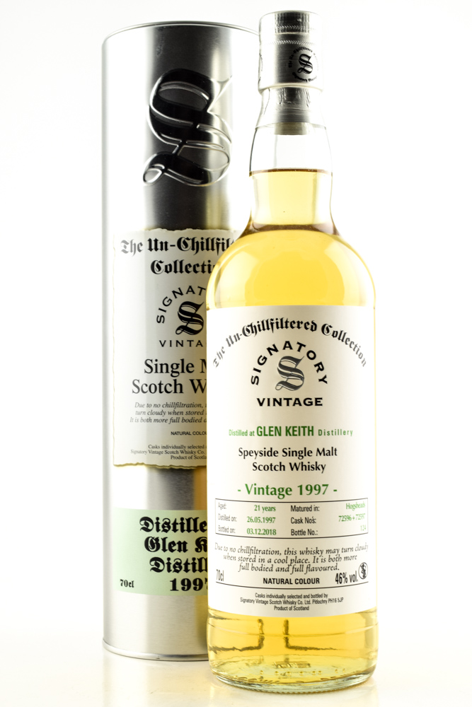 Glen Keith 21 year old 1997/2018 Hogsheads #72596 & #72597 Un-Chillfiltered Signatory 46%vol. 0,7l