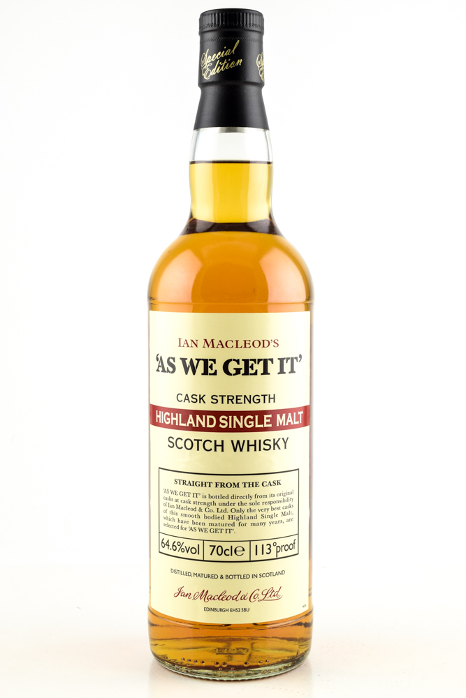 "AS WE GET IT" Highlands Ian MacLeod 64,6%vol. 0,7l "AS WE GET IT" Highlands Ian MacLeod 64,6%vol. 0,7l