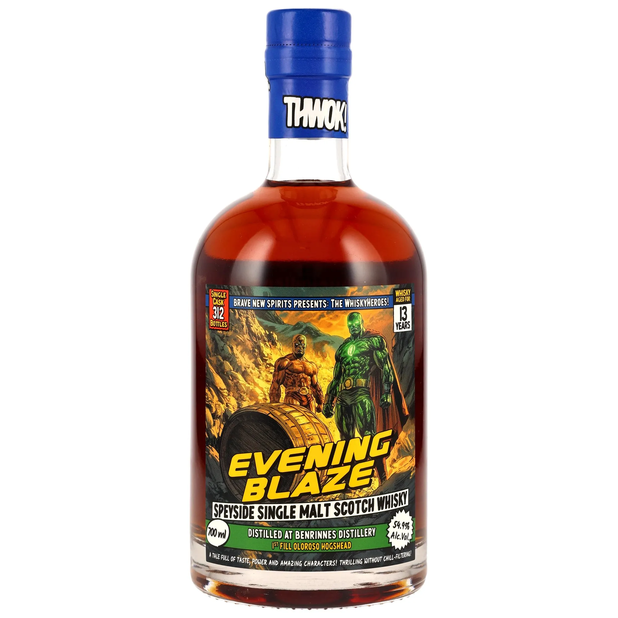 Benrinnes Evening Blaze Whiskyheroes 13 Year Old, 1st Fill Oloroso Hogshead Cask, Cask #11639, Release No. 3, 2011, Brave New Spirits, 54.9%