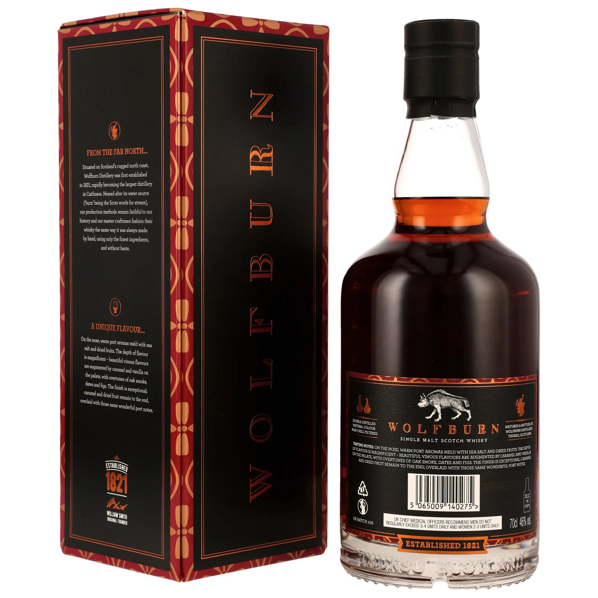 Wolfburn 10 Jahre No. 416 Small Batch Release - 1st Fill Ruby Port Pipes