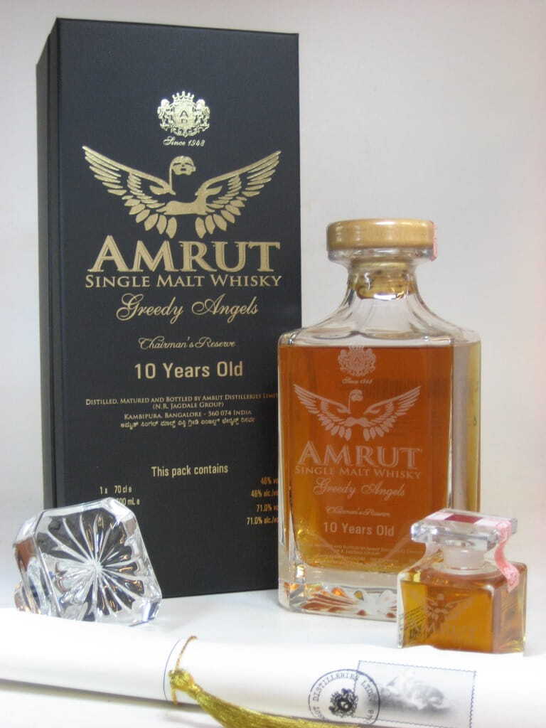 Amrut Greedy Angels 10 Jahre Chairman's Reserve 46%vol. 0,7l + 71%vol. 0,05l