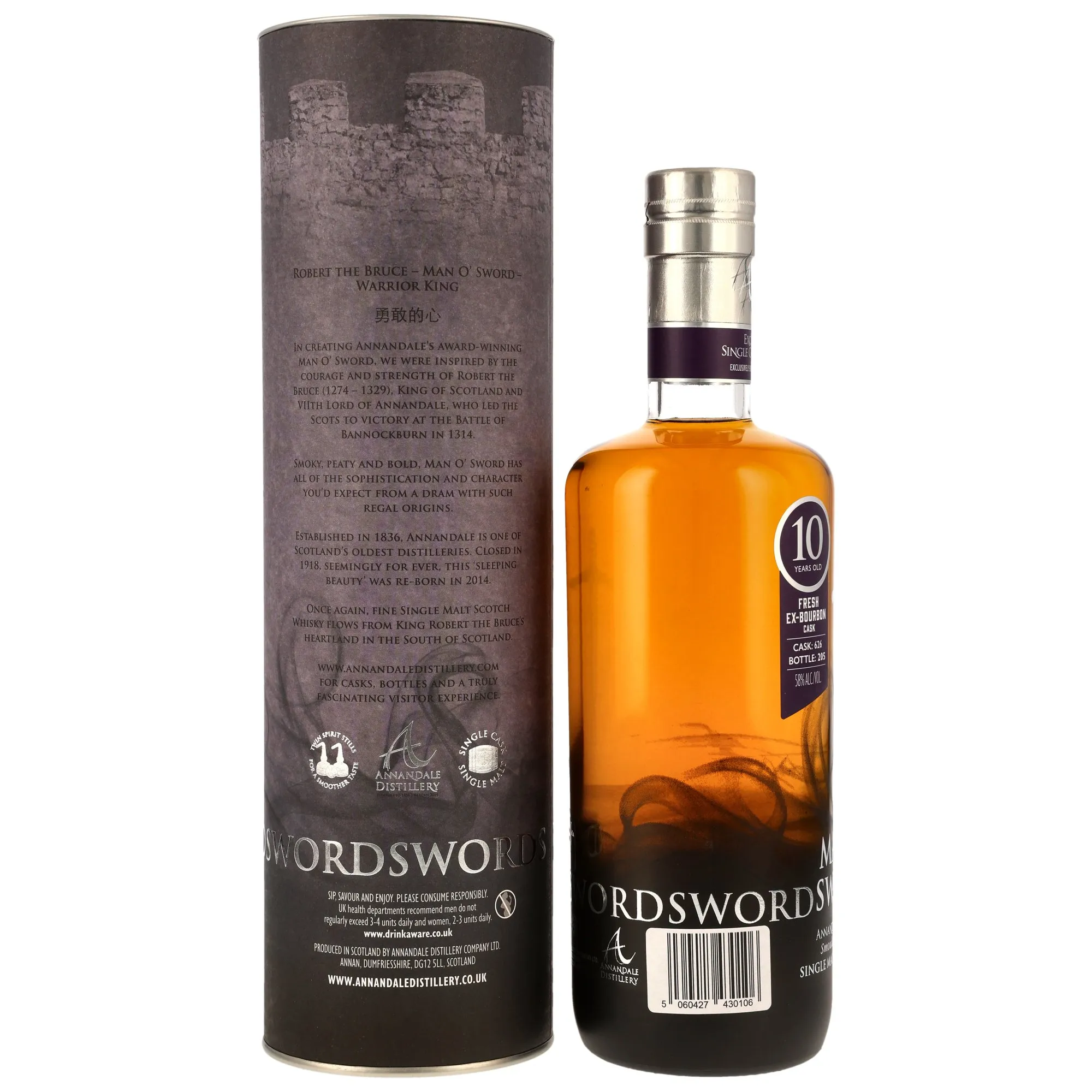 Annandale 10 Year Old Man O' Sword - Fresh Bourbon Cask #626