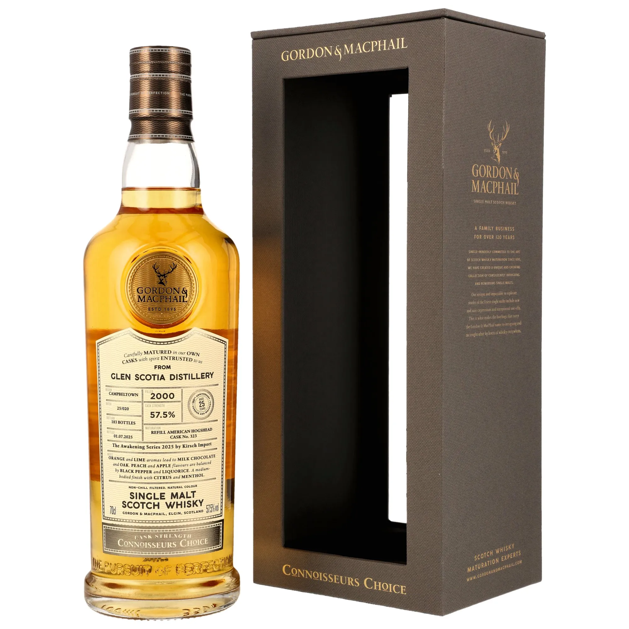 Glen Scotia The Awakening Series 25 Year Old, Refill American Hogshead Cask, Cask #323, 2000, Gordon & MacPhail, 57.5%