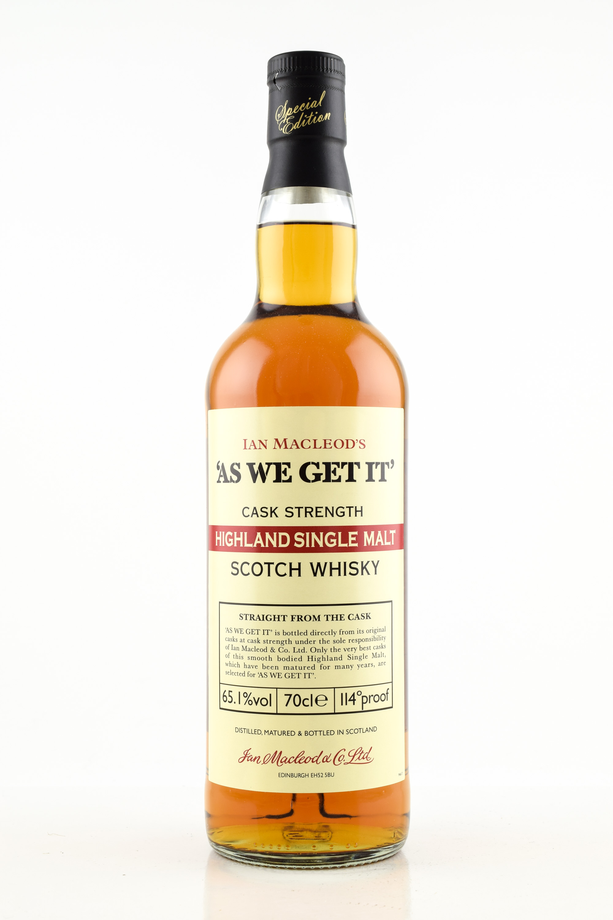 "AS WE GET IT" Highlands Ian MacLeod 65.1% vol. 0,7l "AS WE GET IT" Highlands Ian MacLeod 65.1% vol. 0,7l