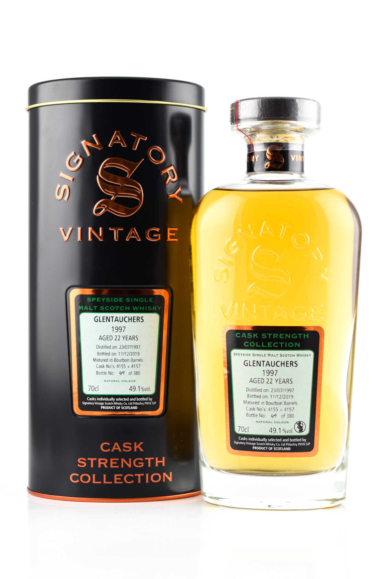 Glentauchers 22 year old 1997/2019 Bourbon Barrels #4155 & #4157 Signatory Cask Strength Coll. 49,1%vol. 0,7l