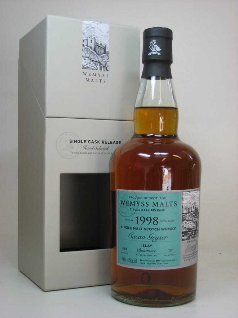 "Cacao Geyser" 1998/2014 Single Cask Bowmore Wemyss Malts 46%vol. 0,7l "Cacao Geyser" 1998/2014 Single Cask Bowmore Wemyss Malts 46%vol. 0,7l