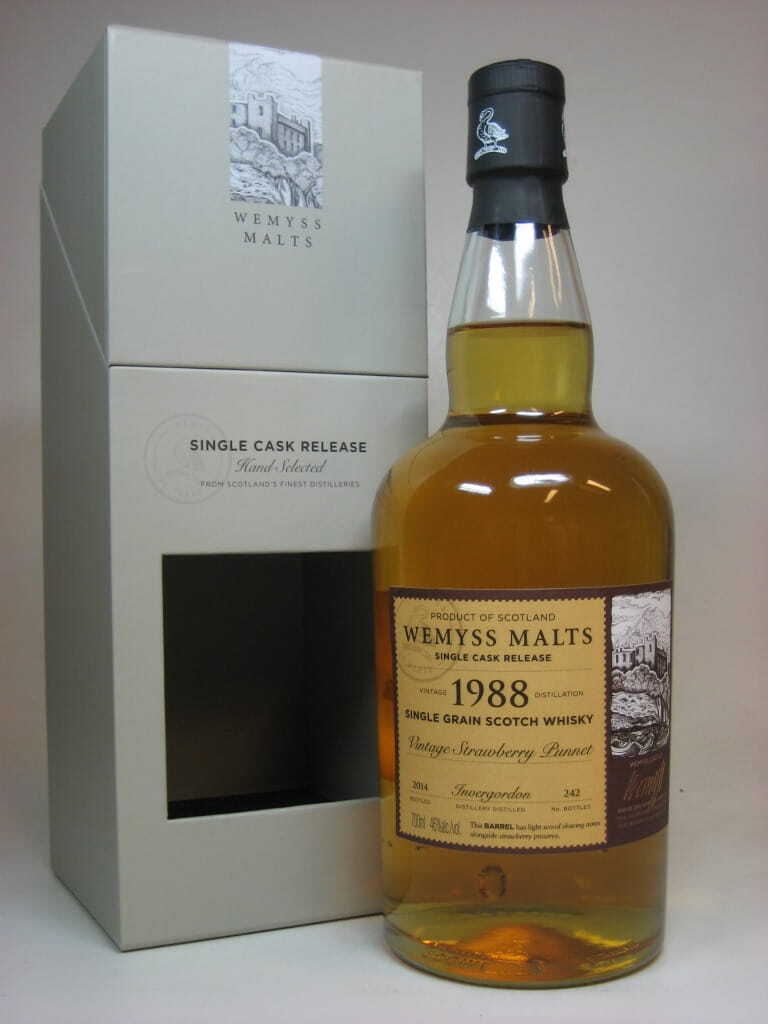 "Vintage Strawberry Punnet" 1988/2014 Single Grain Cask Invergordon Wemyss Malts 46%vol. 0,7l "Vintage Strawberry Punnet" 1988/2014 Single Grain Cask Invergordon Wemyss Malts 46%vol. 0,7l