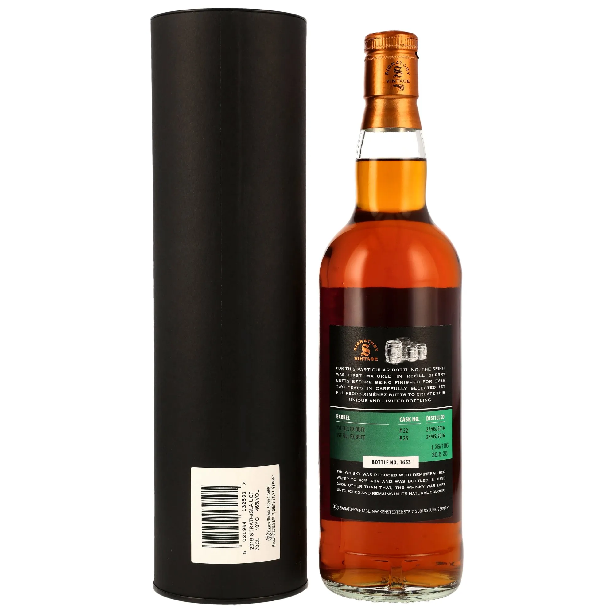 Strathisla 2016/2026 - 10 Jahre - 1st Fill PX Sherry Butts Finish #22 + 23 - Sig un-chill
