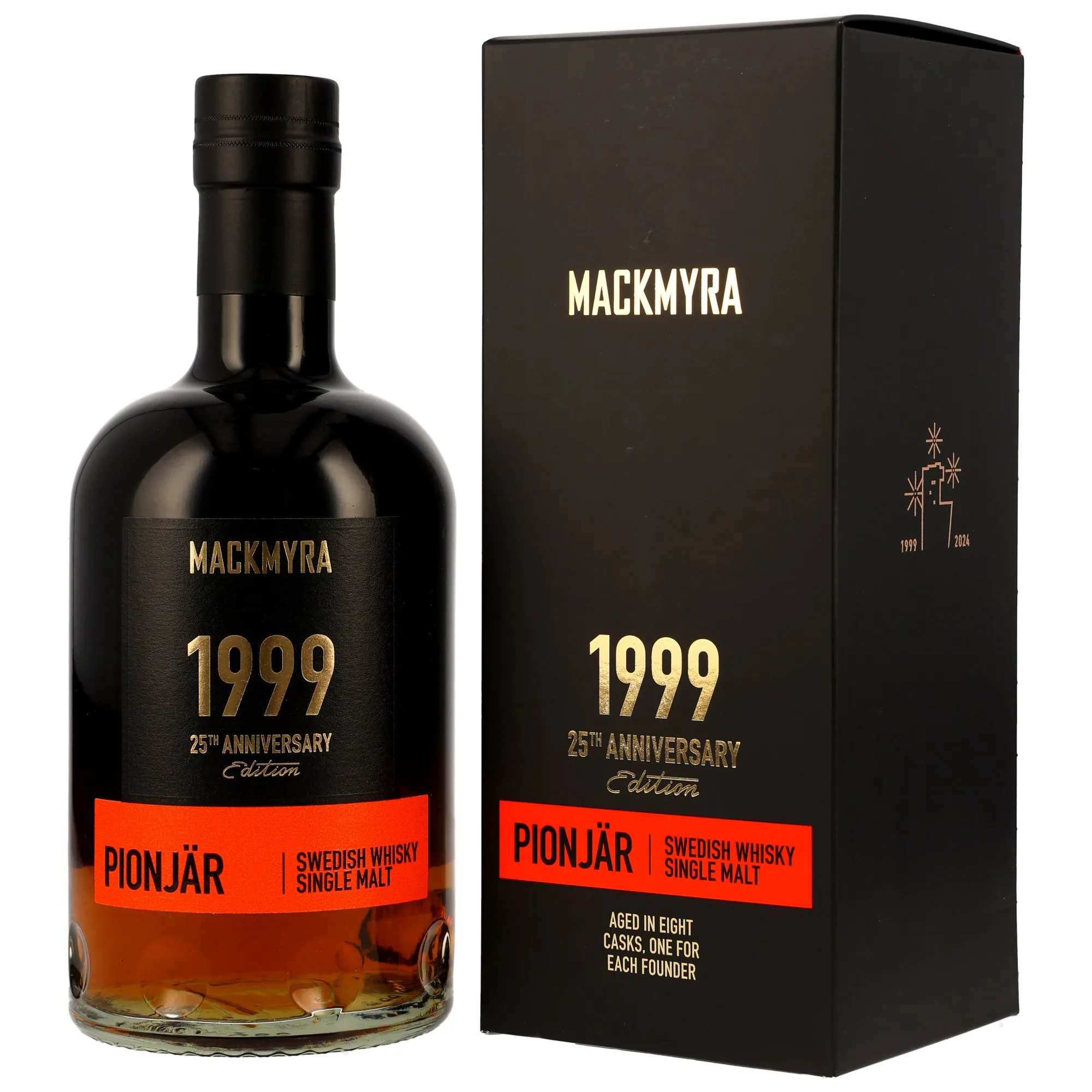 Mackmyra Pionjär 25th Anniversary Edition 25 Year Old, Bourbon, Swedish Oak, Pedro Ximénez Sherry & Oloroso Sherry Cask, 2024, 46.9%