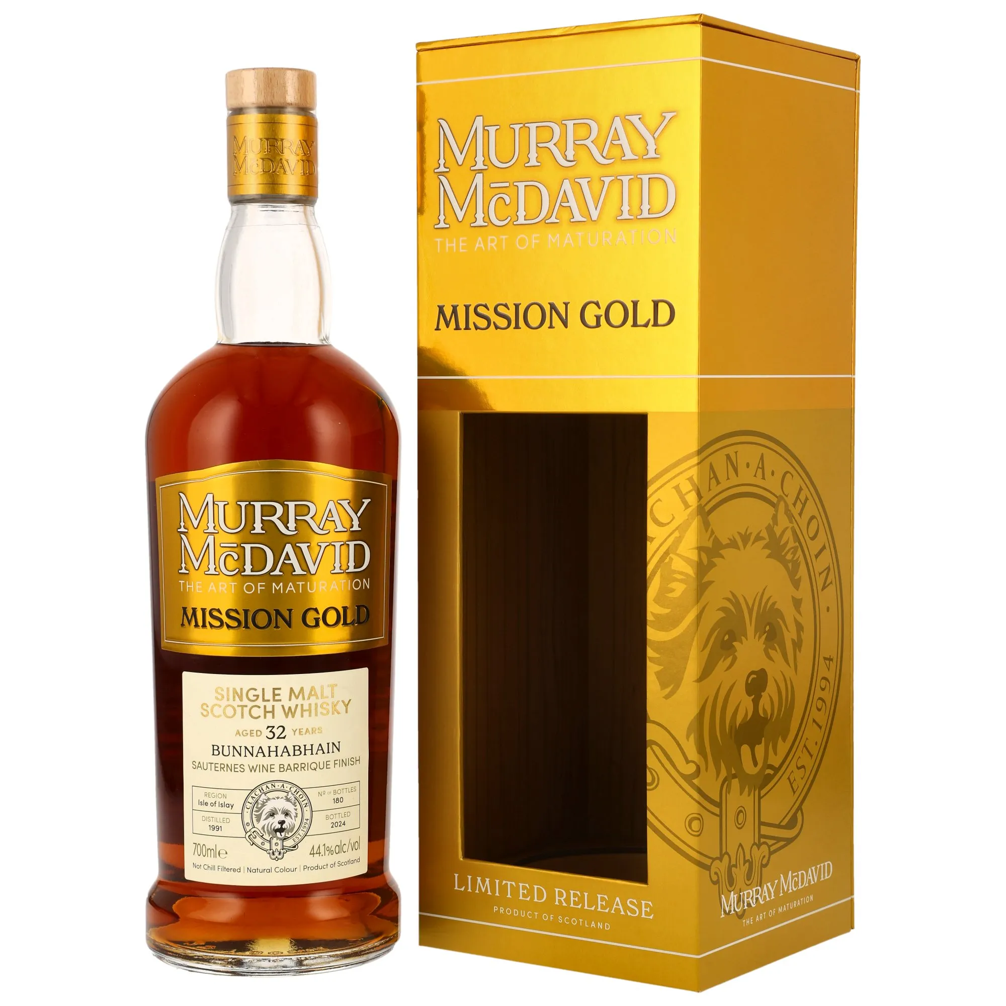 Bunnahabhain Mission Gold 32 Year Old, Sauternes Barrique Cask, Cask #2003082, 1991, Murray McDavid, 44.1%