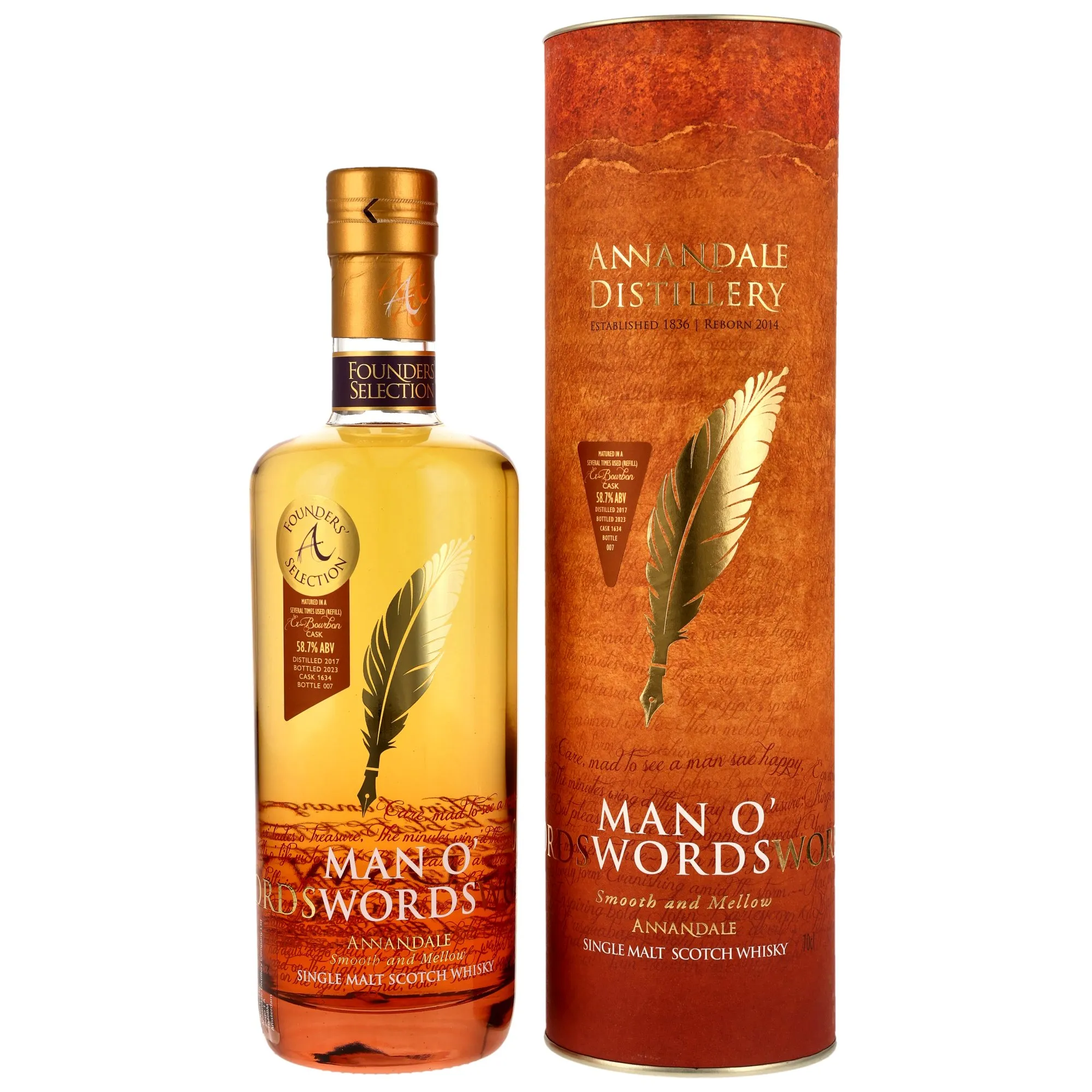Annandale Man O' Words Founders Selection 6 Year Old, Bourbon Cask, Cask #1634, 2023, 58.7%