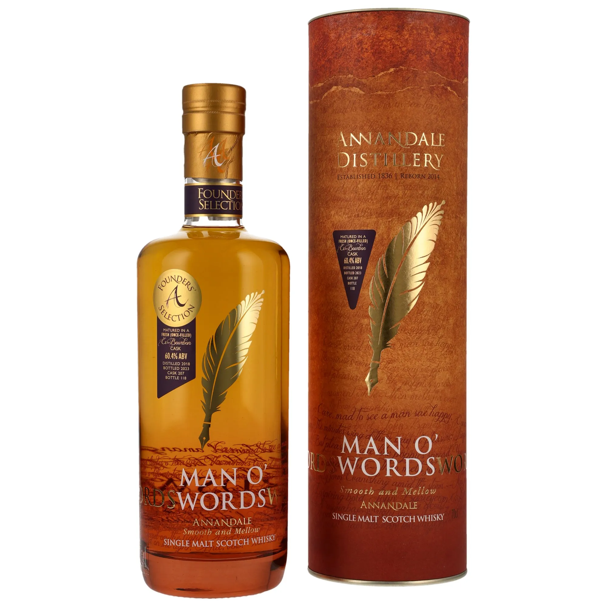 Annandale Man O' Words Founders Selection 5 Year Old, Bourbon Cask, Cask #207, 2023, 60.4%