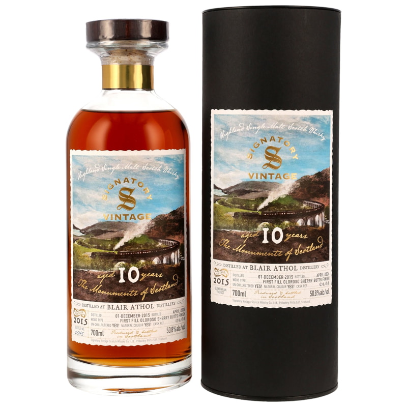Blair Athol 10 year old 1st-fill Oloroso Sherry Butts Finish - The Monuments of Scotland - Signatory