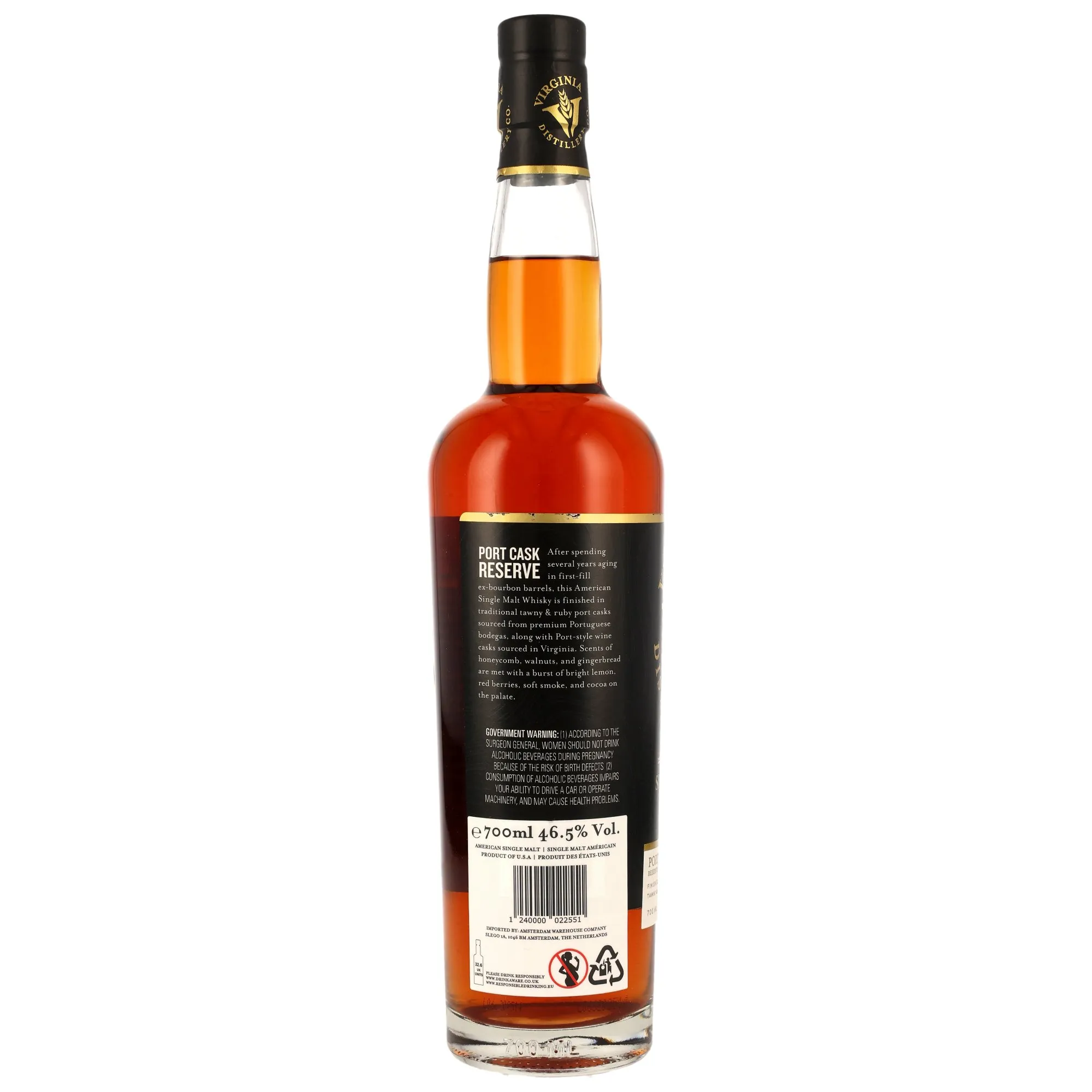 Virginia Distillery American Single Malt Port Cask Reserve - Tawny & Ruby Port Casks Finish