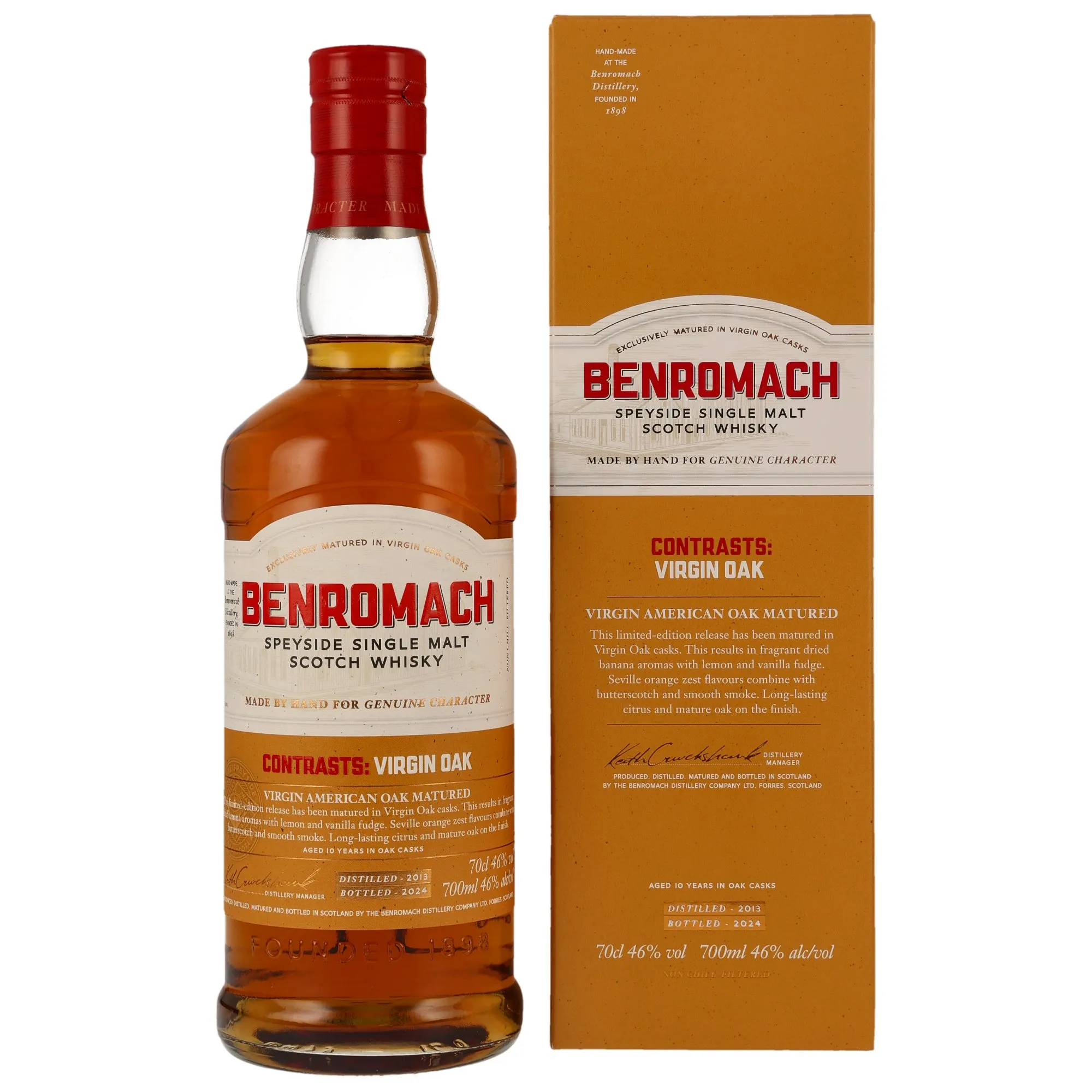 Benromach Contrasts: Virgin Oak 10 Year Old, Virgin American Oak Cask, 2024, 46%