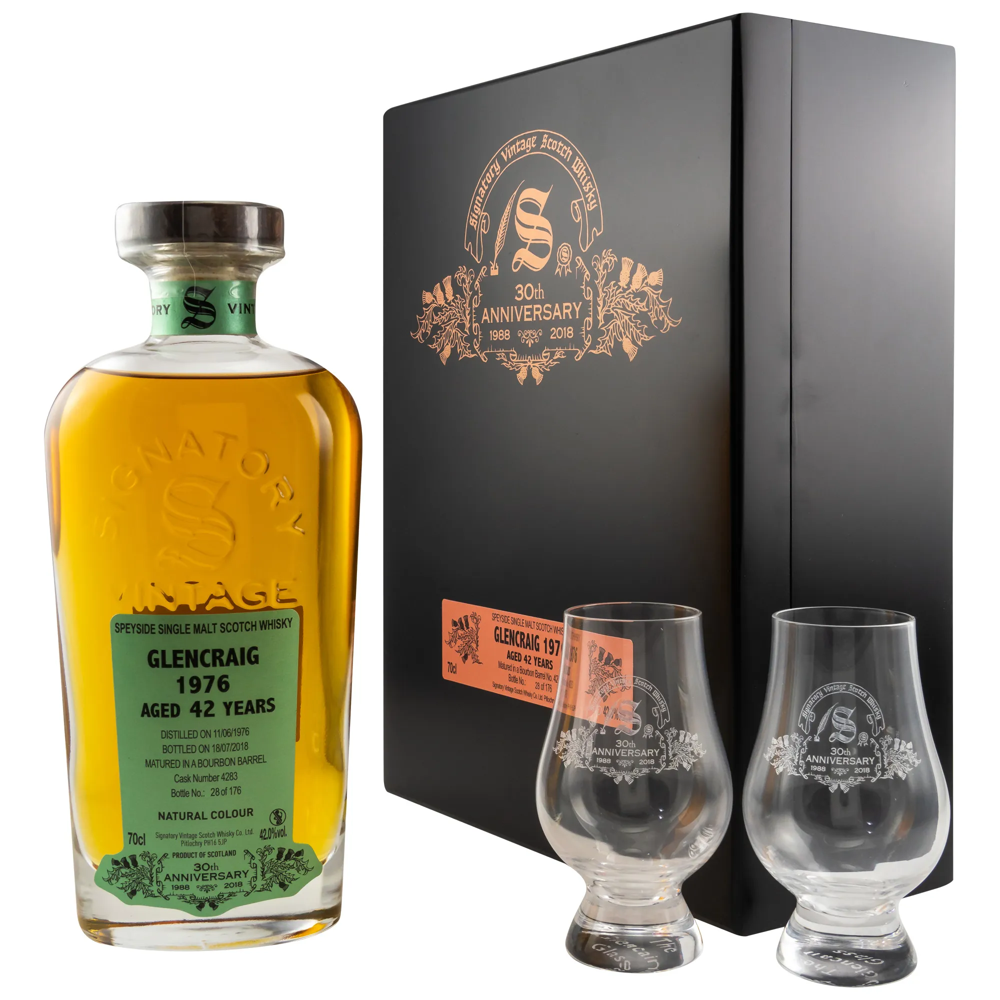 Glencraig 42 Year Old, Bourbon Cask, Cask #4283, 1976, Signatory, 42%