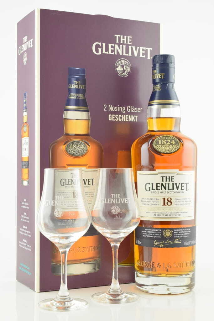 Glenlivet 18 Year Old 43% vol. 0.7l - 2 nosing glasses Glenlivet 18 Year Old 43% vol. 0.7l - 2 nosing glasses